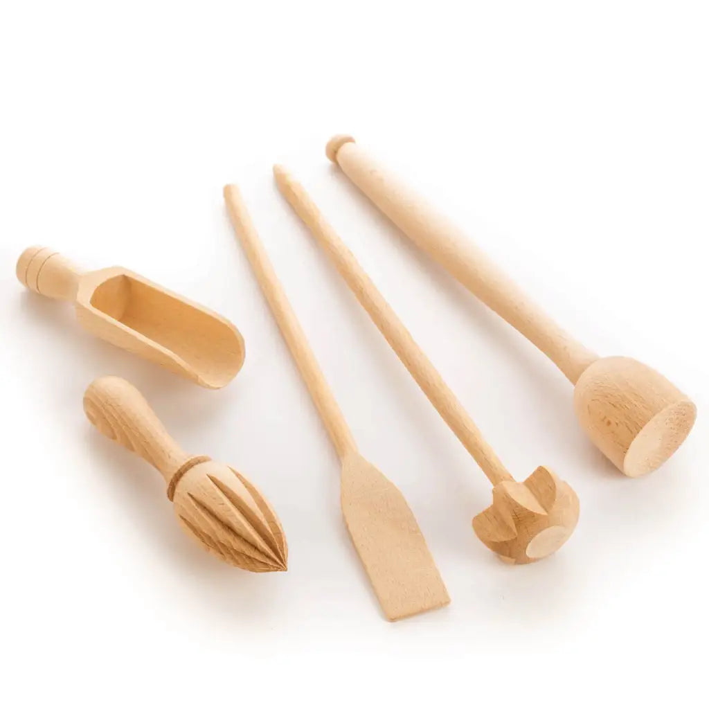 Tuuli Utensili cucina legno Set faggio 5 pezzi frusta