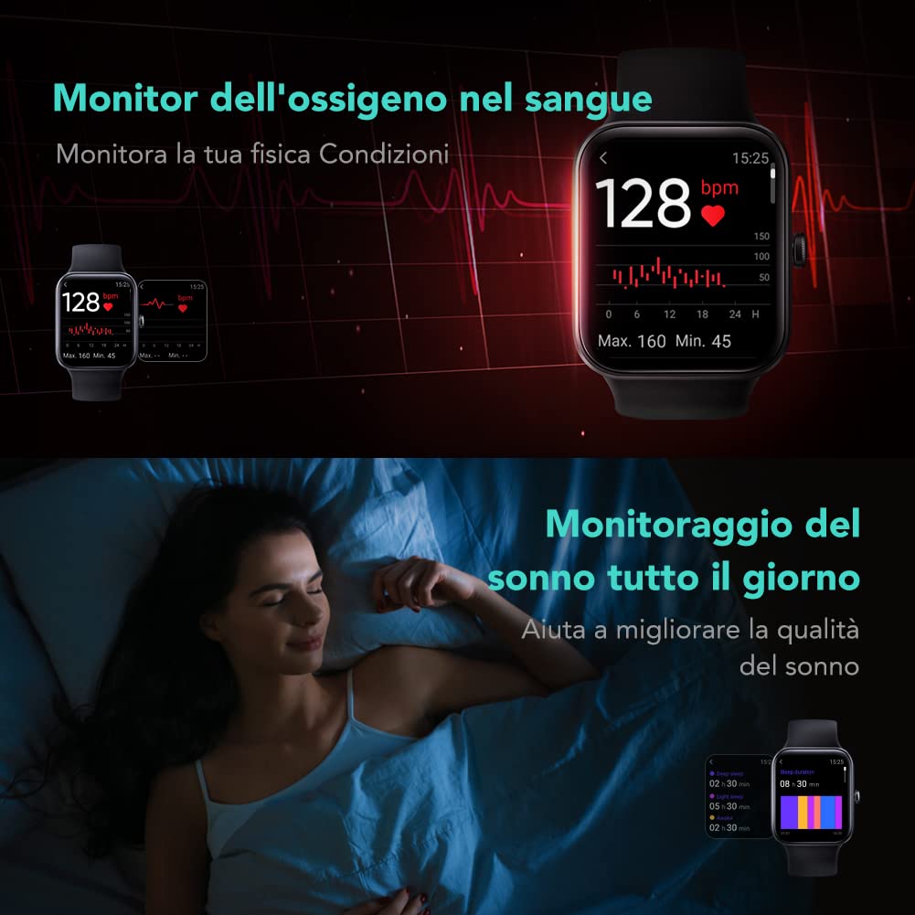 SKG V7 smartwatch orologio intelligente nero 1,7"