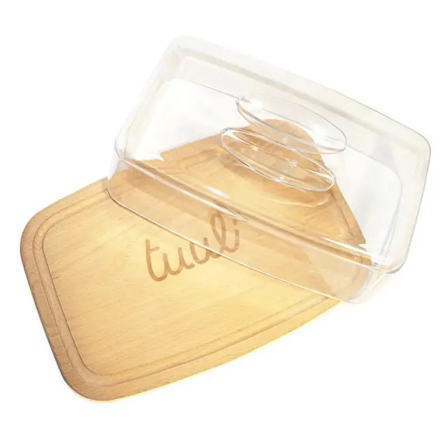 Tuuli Taglieri in legno Tagliere Faggio con Coperchio Inciso 28x18 cm