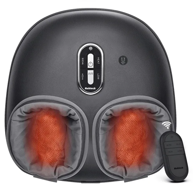 Nekteck Foot Massager Piedi Shiatsu Telecomando Calore 45°C Nero