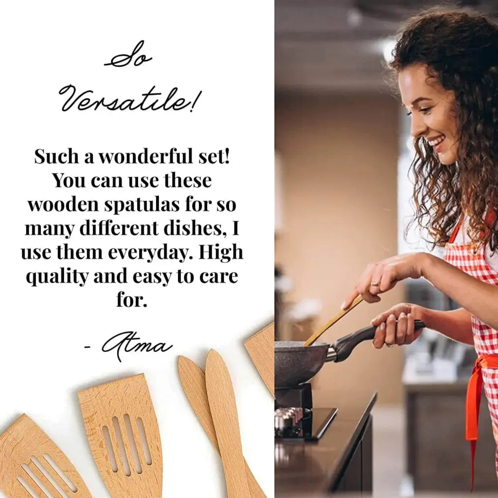 Tuuli Utensili da cucina in legno Set 6 spatole 30 cm faggio