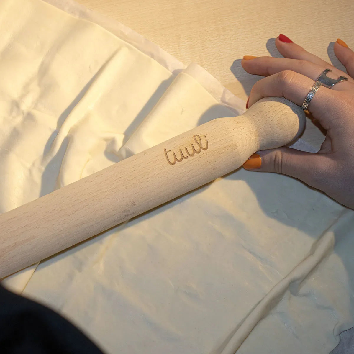Tuuli Mattarello Faggio 40 cm Personalizzato Mattarello Legno Inciso