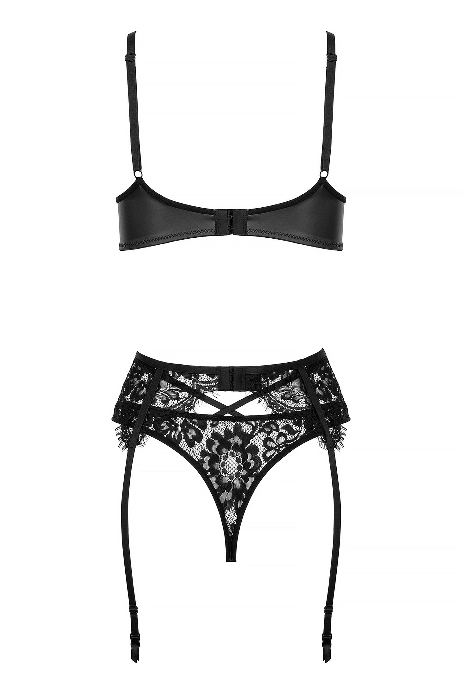 Kotek 3-teilige Sets completino wetlook pizzo nero S/M