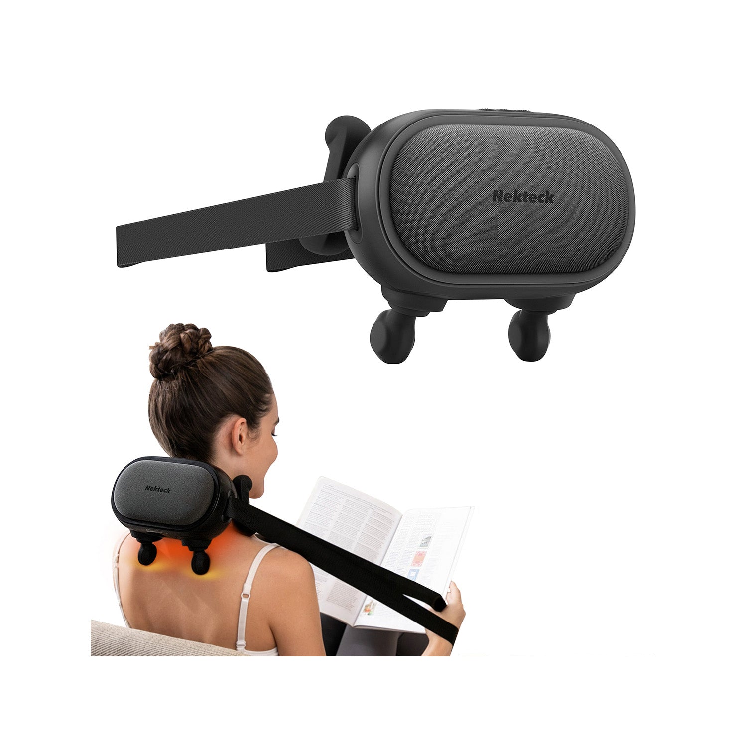 Nekteck Neck & Back Massager cuscino massaggiante shiatsu 6D con calore