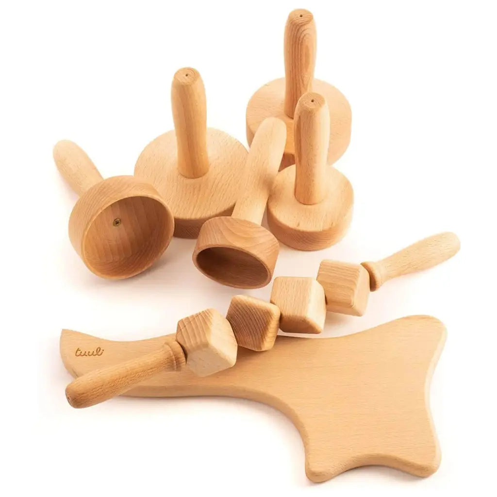 Tuuli Set Massaggio Brasiliano Faggio Massaggiatore Coppette 7 Pezzi