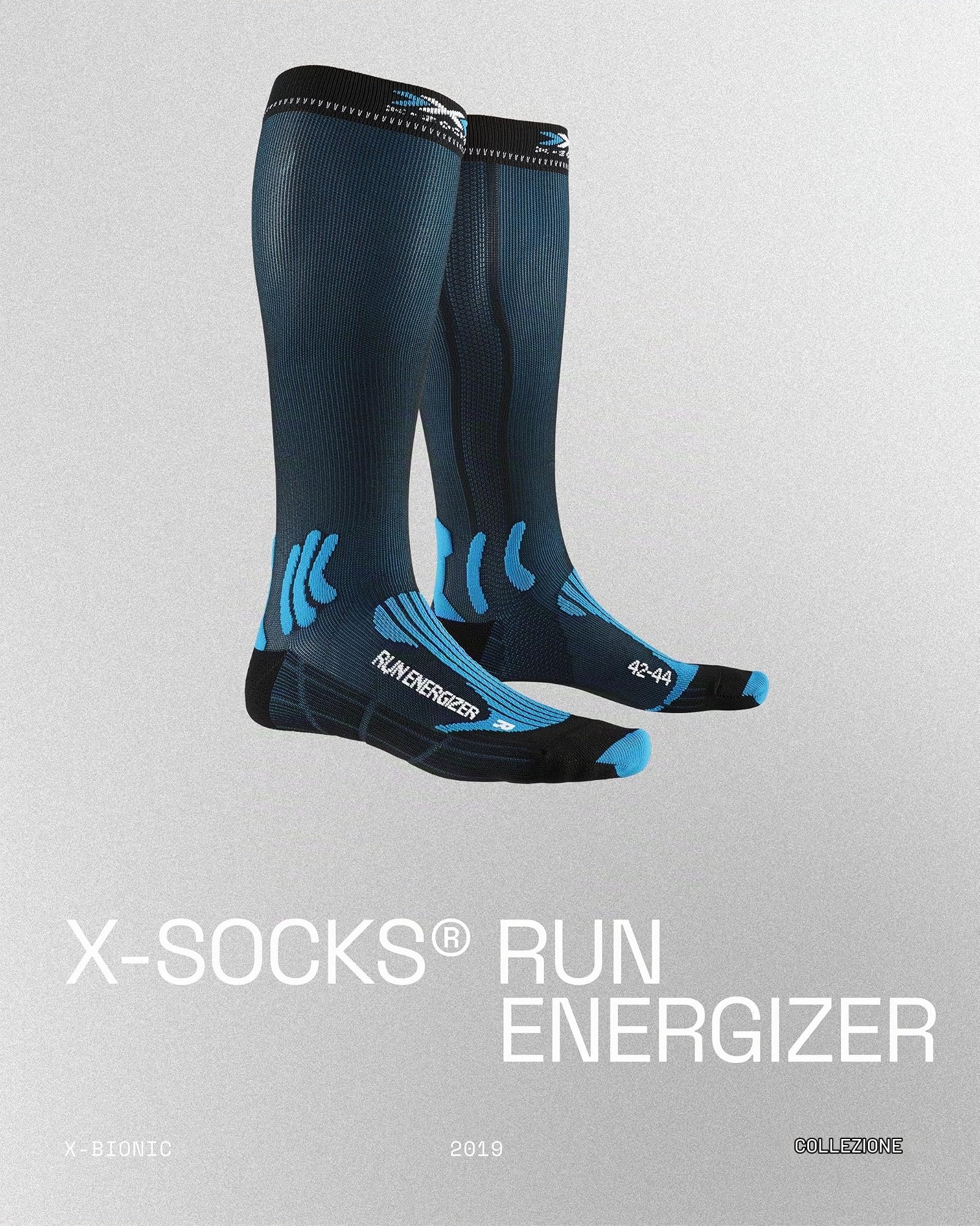 X-Socks Run Energizer Calze Running Unisex Taglia L 39-41 Blu