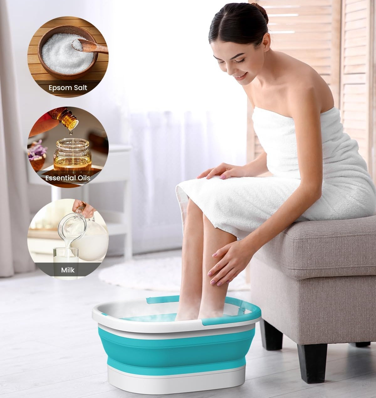 Nekteck Foot Massager Bacinella Pediluvio Pieghevole Verde Singola
