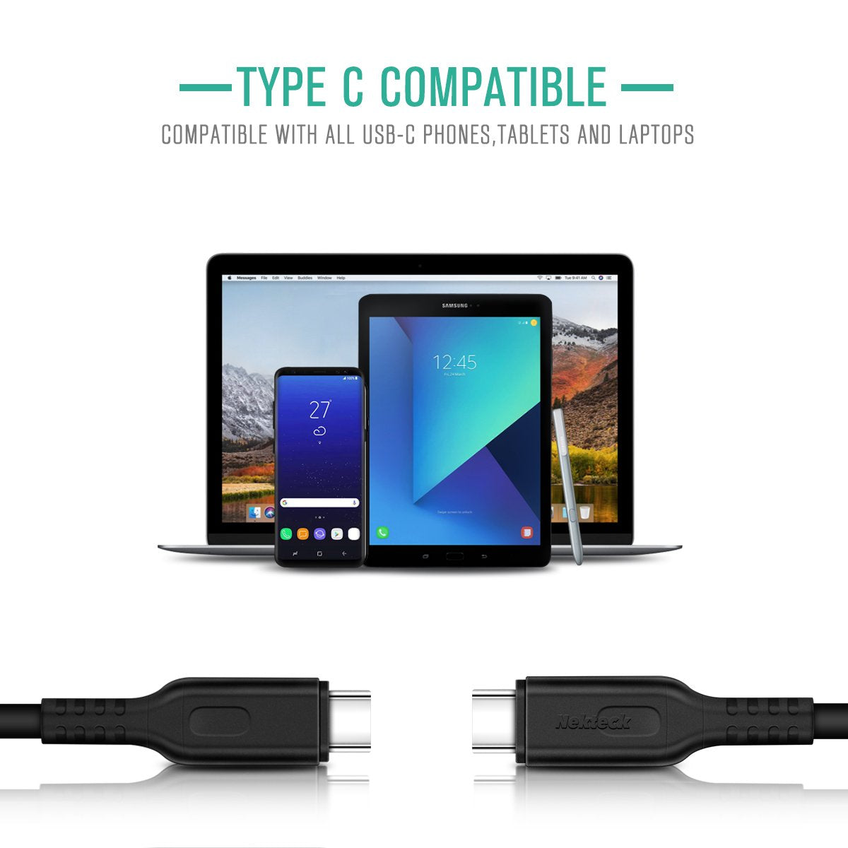 Nekteck Cavo USB C 100W 2m 2 Pezzi Ricarica