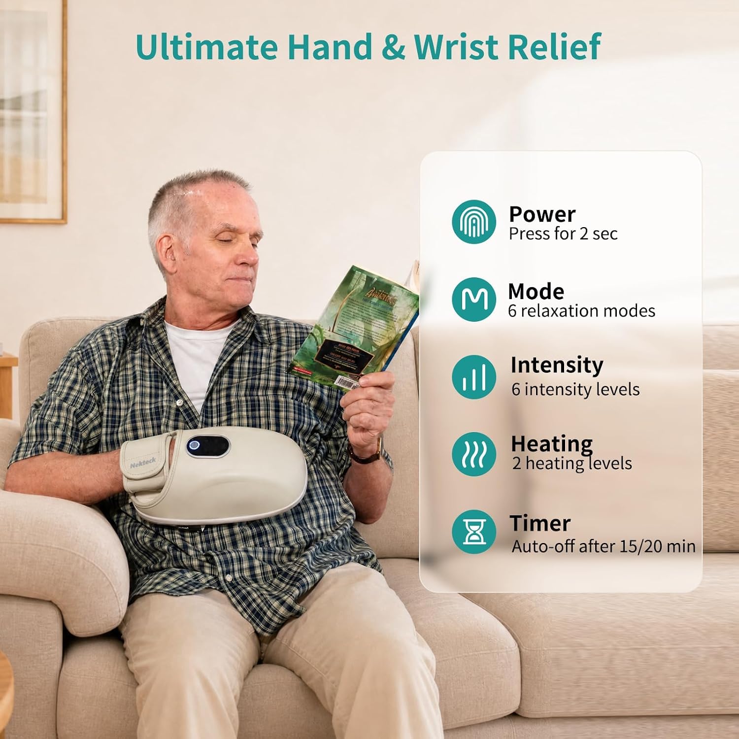 Nekteck Hand Massager Mani Polso Calore Senza Fili