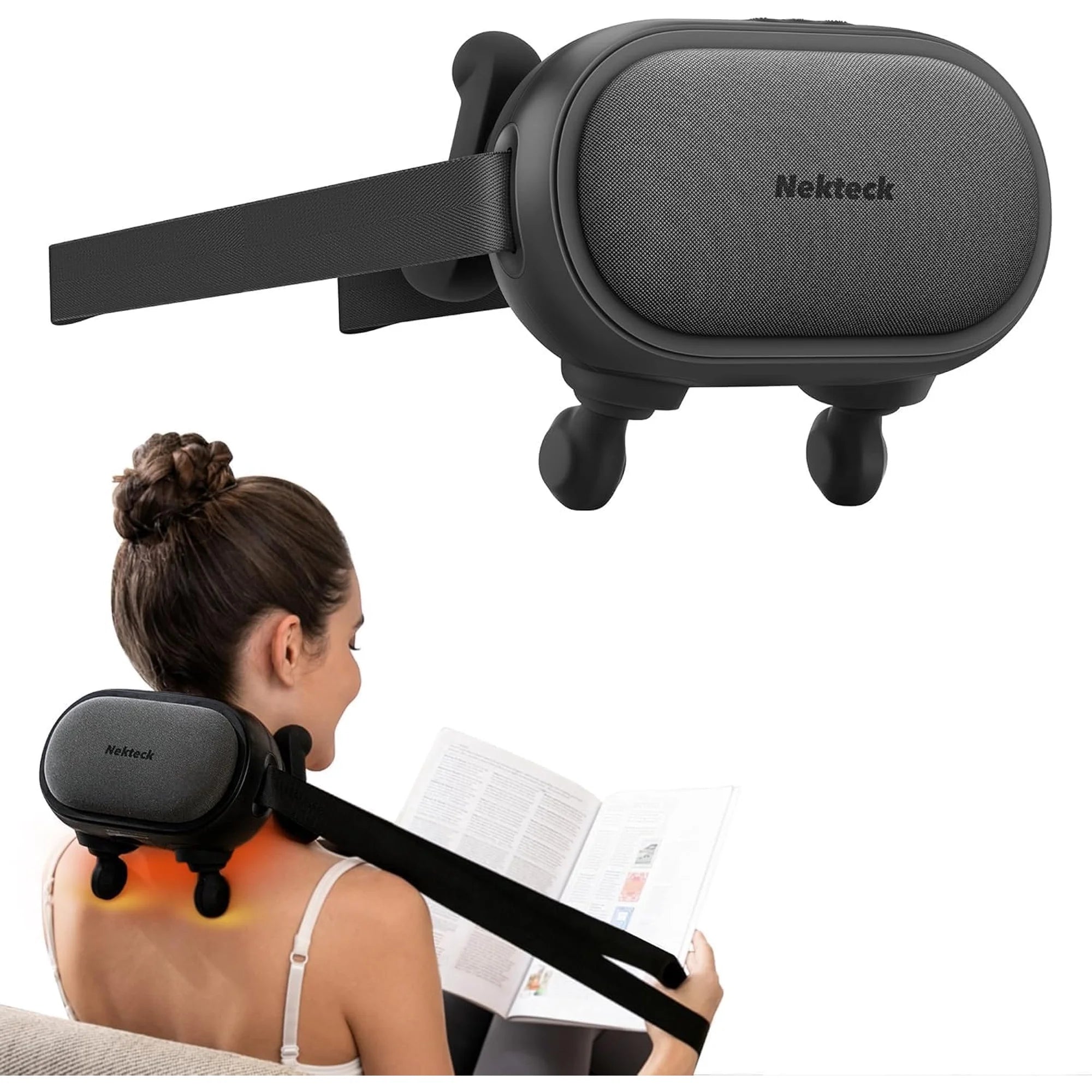 Nekteck Neck & Back Massager cuscino shiatsu cordless con calore