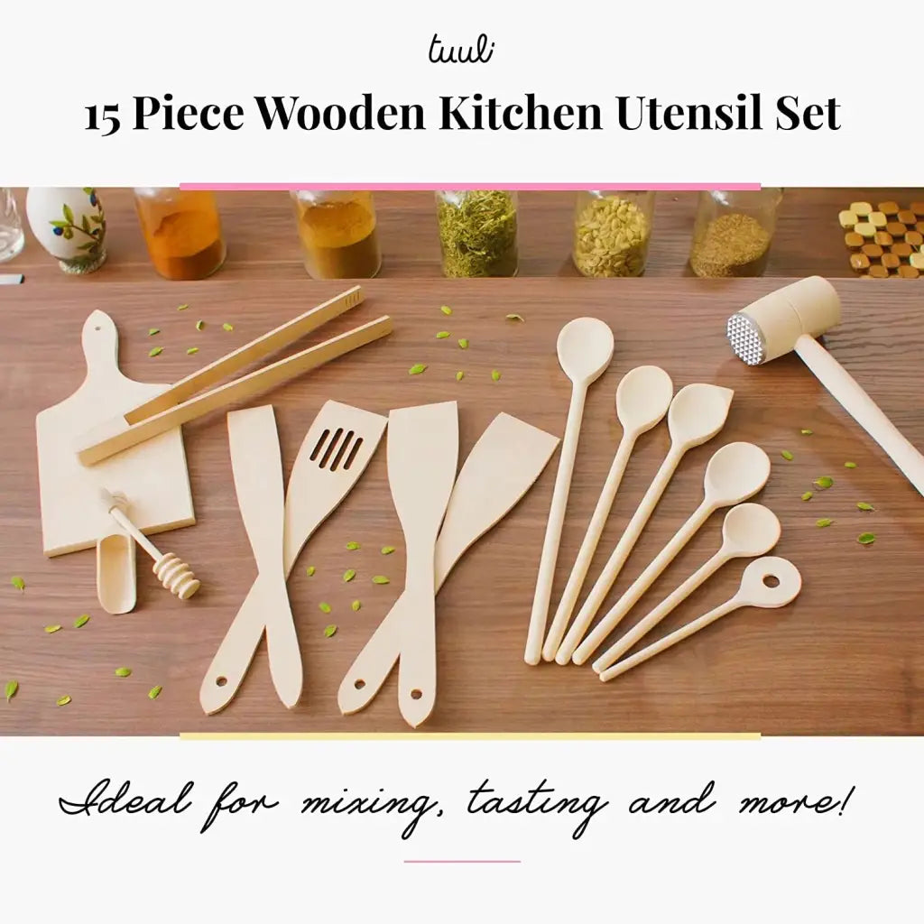 Tuuli Utensili da cucina in legno 15 pezzi faggio