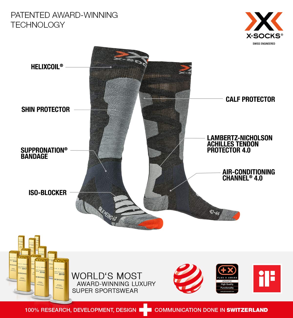Bionic X-SOCKS Ski Silk Merino 4.0 calze sci taglia L