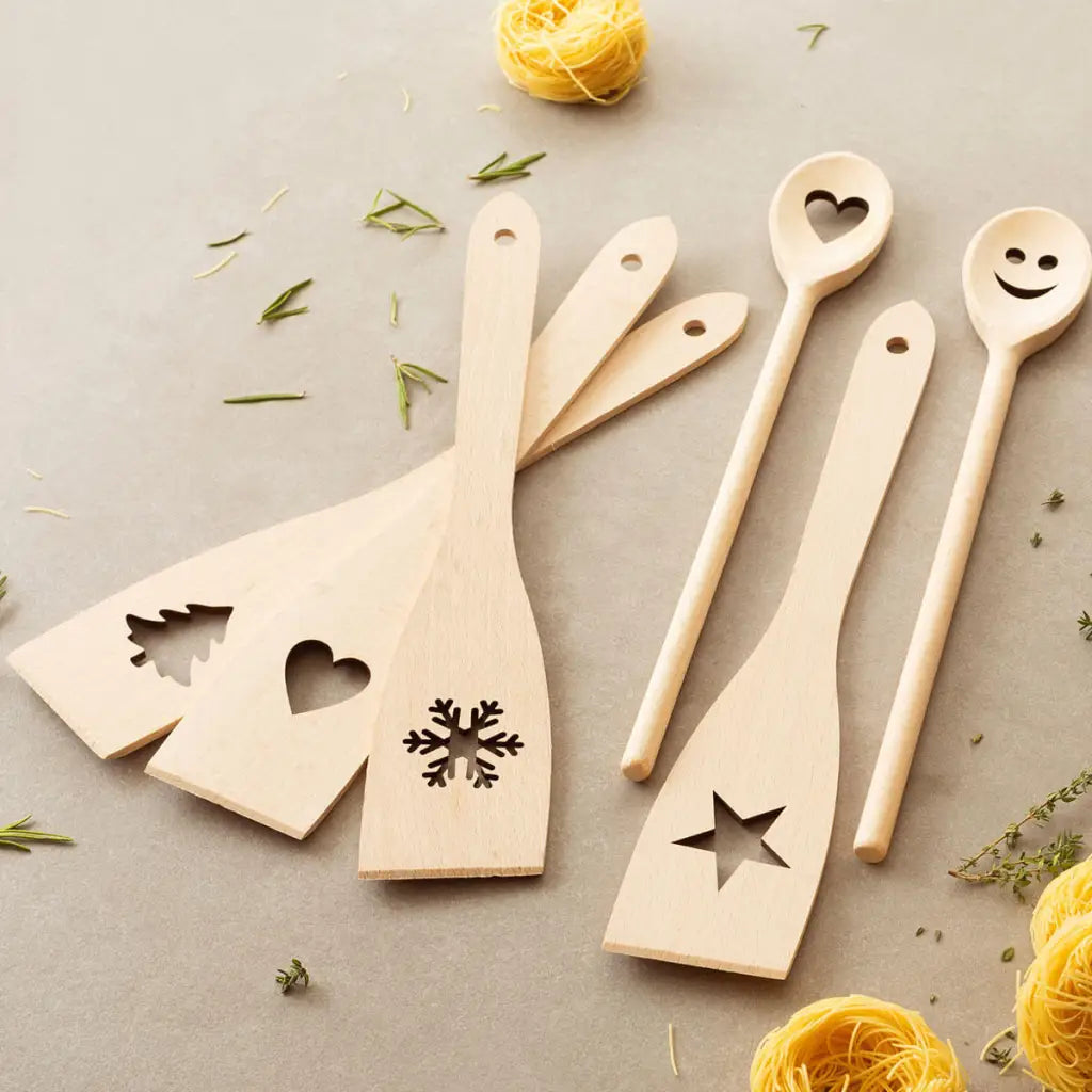 Tuuli Utensili cucina legno set 6 pezzi faggio 30 cm motivo