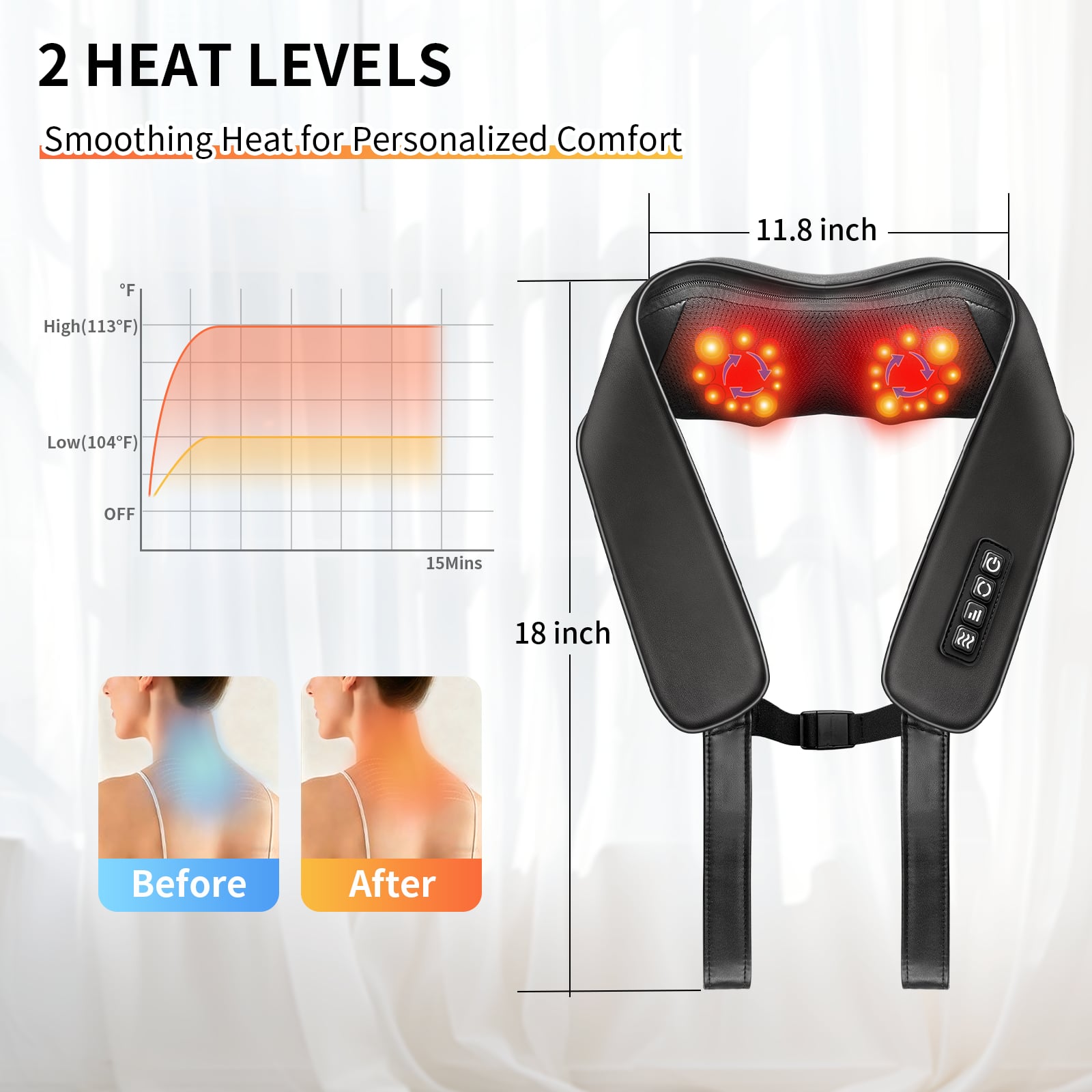 Tisscare Shiatsu massaggiatore collo e spalle con calore