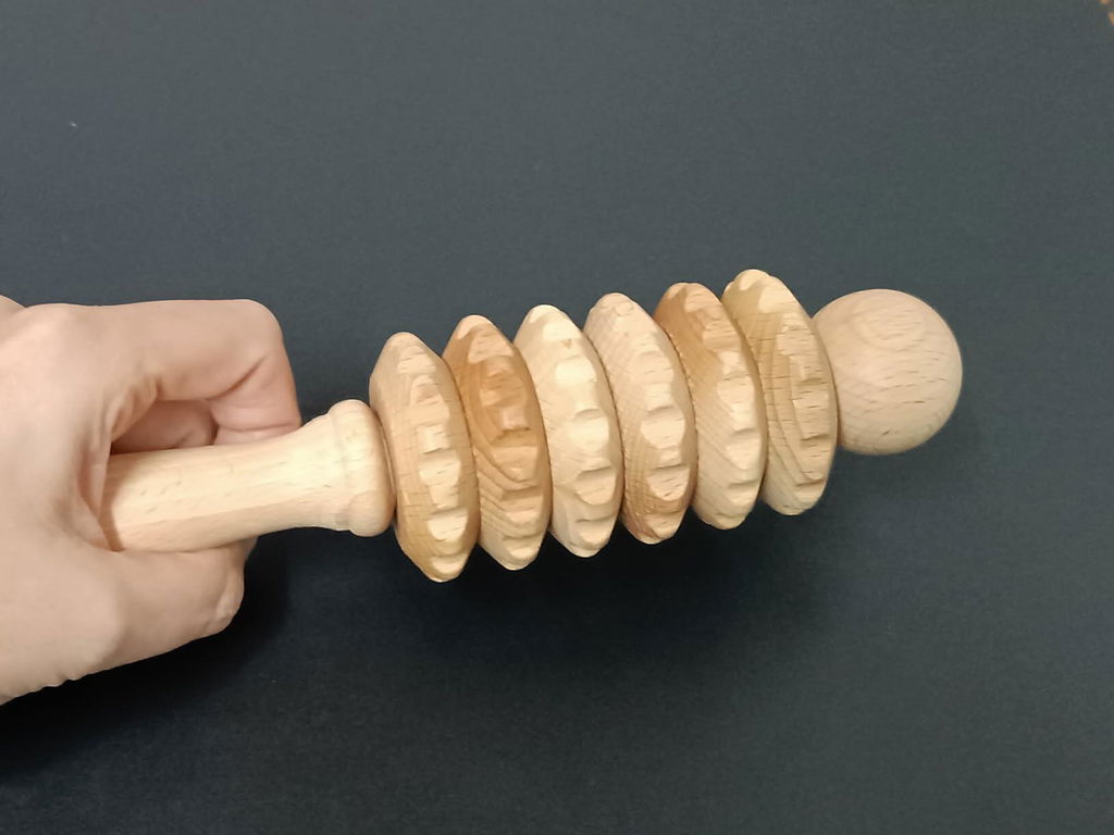 Tuuli Massaggiatori in legno rullo schiena collo faggio 25 cm