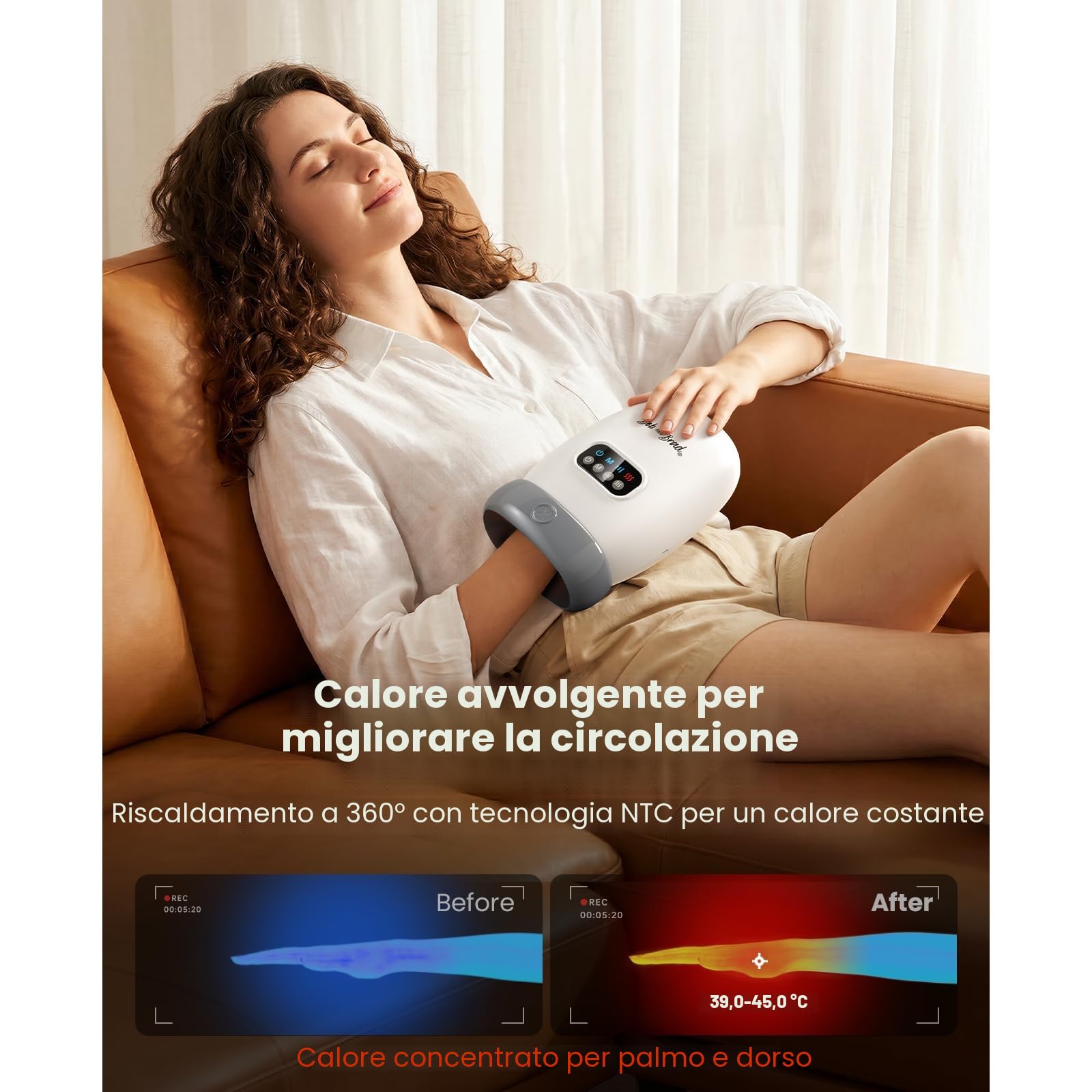 Bob and Brad H60 Massaggiatore Mani Calore e Compressione Ricaricabile
