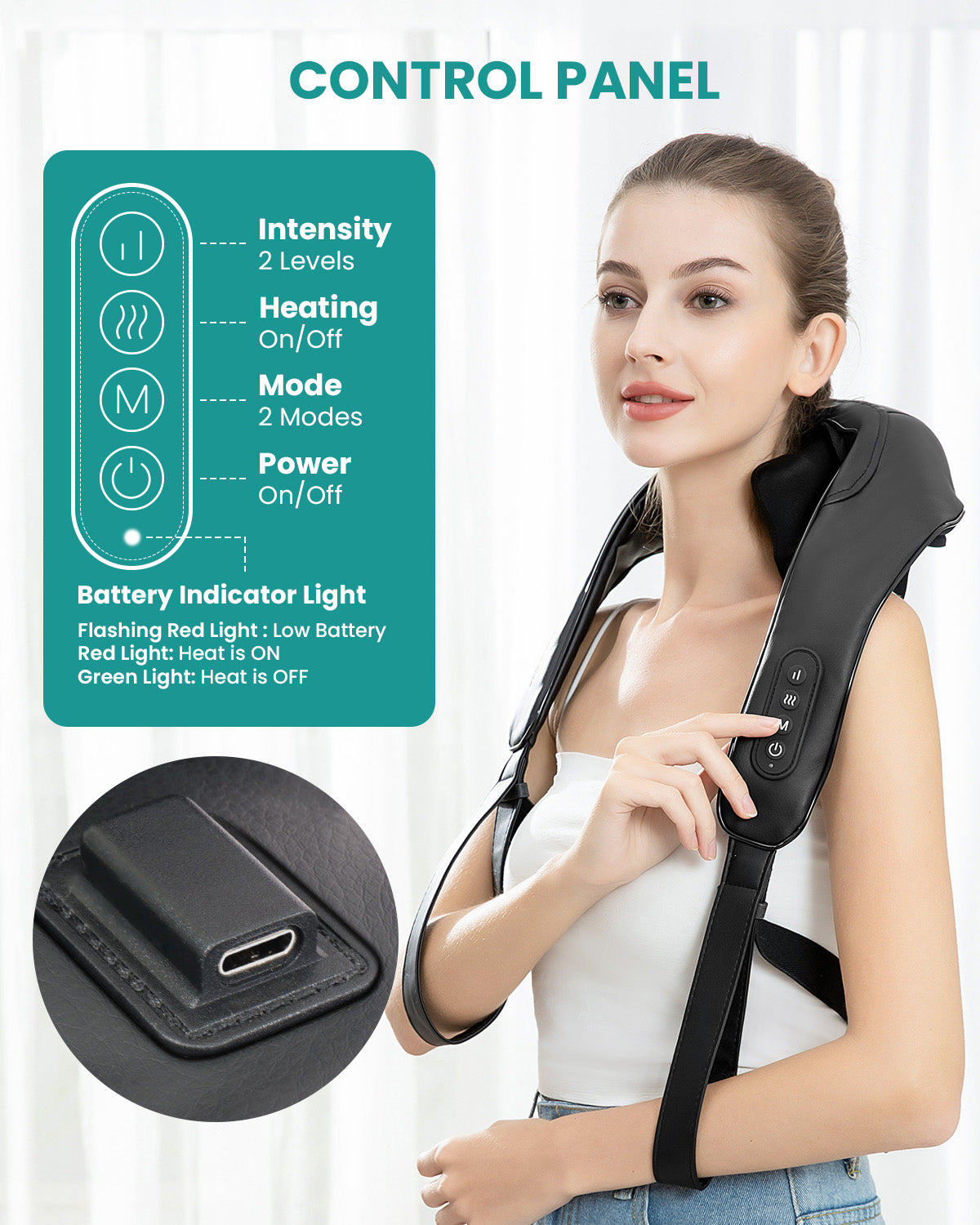 Nekteck Neck & Back Massager Cordless 6D Shiatsu Collo Schiena