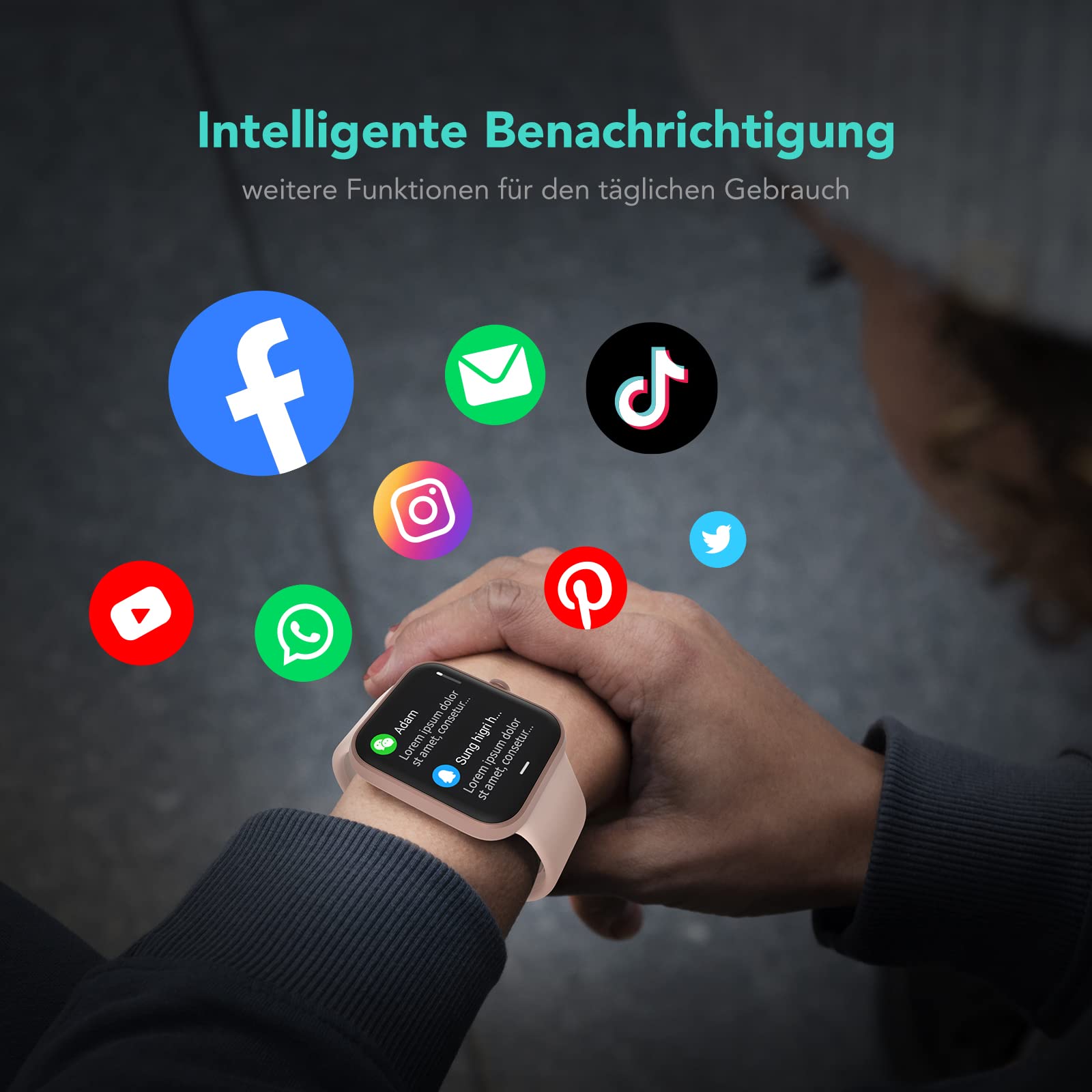 SKG V7 smartwatch orologio fitness nero 1,7"