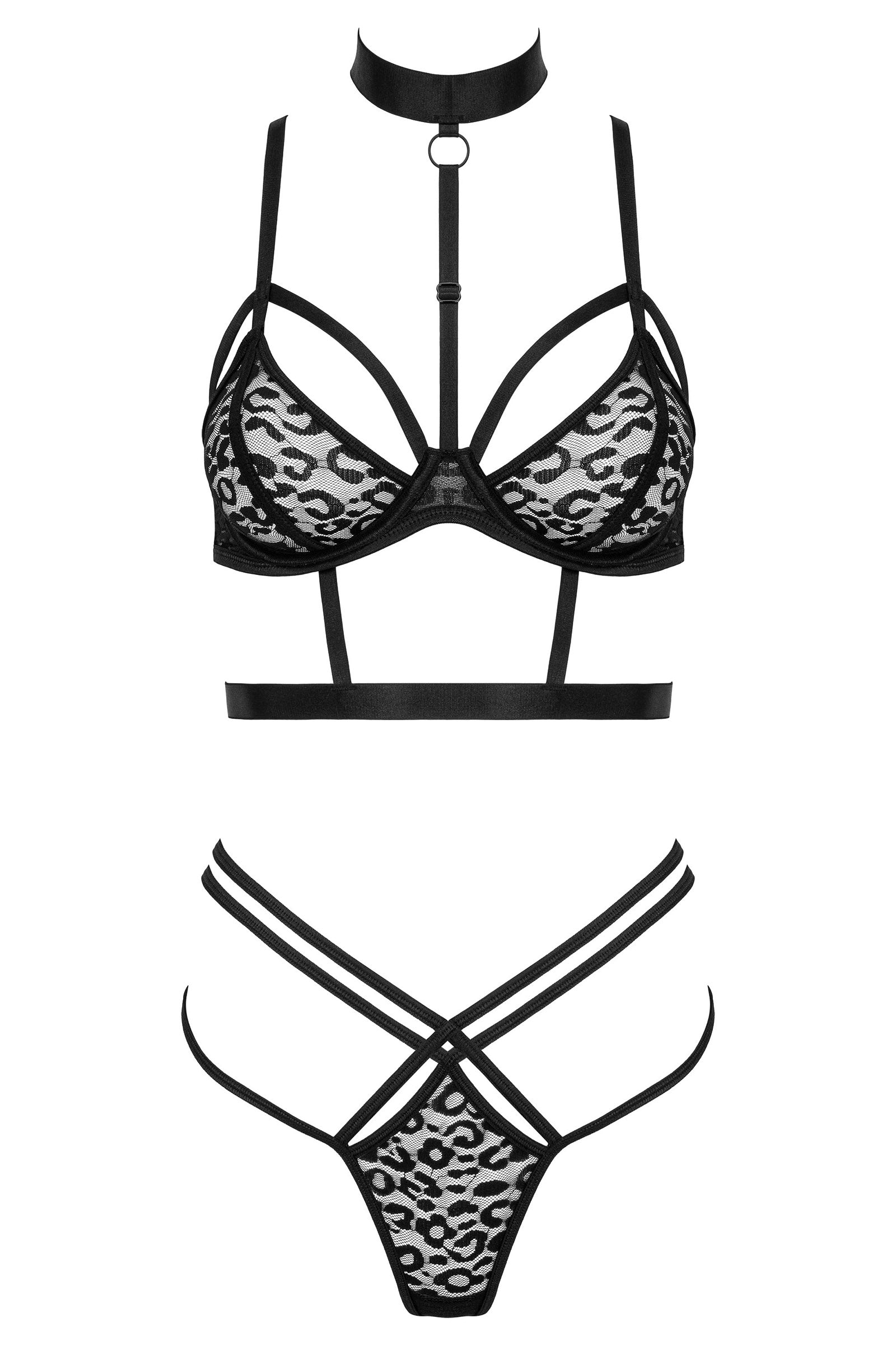 Kotek TP106 2-teilige Sets reggiseno con choker nero S/M