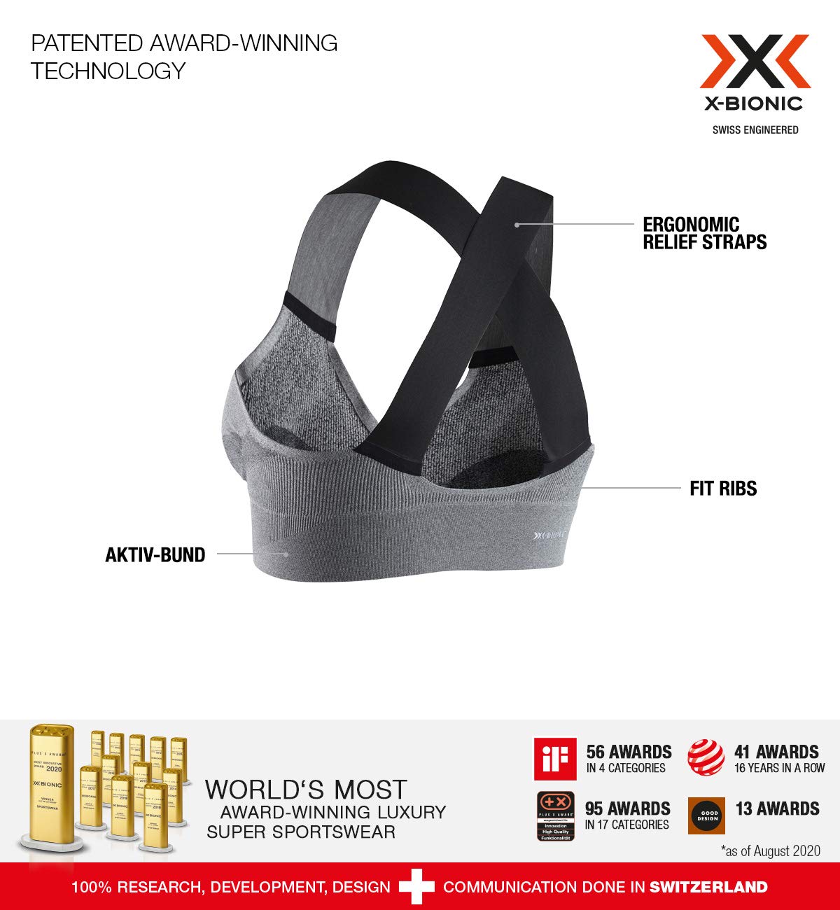 X-Bionic Energizer 4.0 reggiseno sportivo M grigio