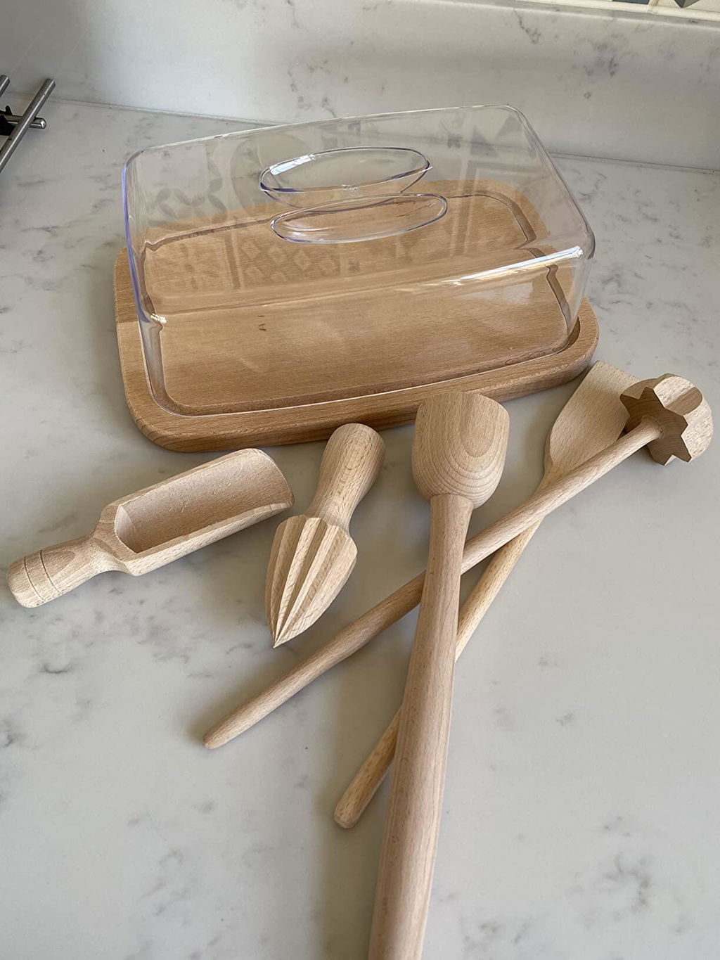 Tuuli Utensili cucina legno Set faggio 5 pezzi frusta