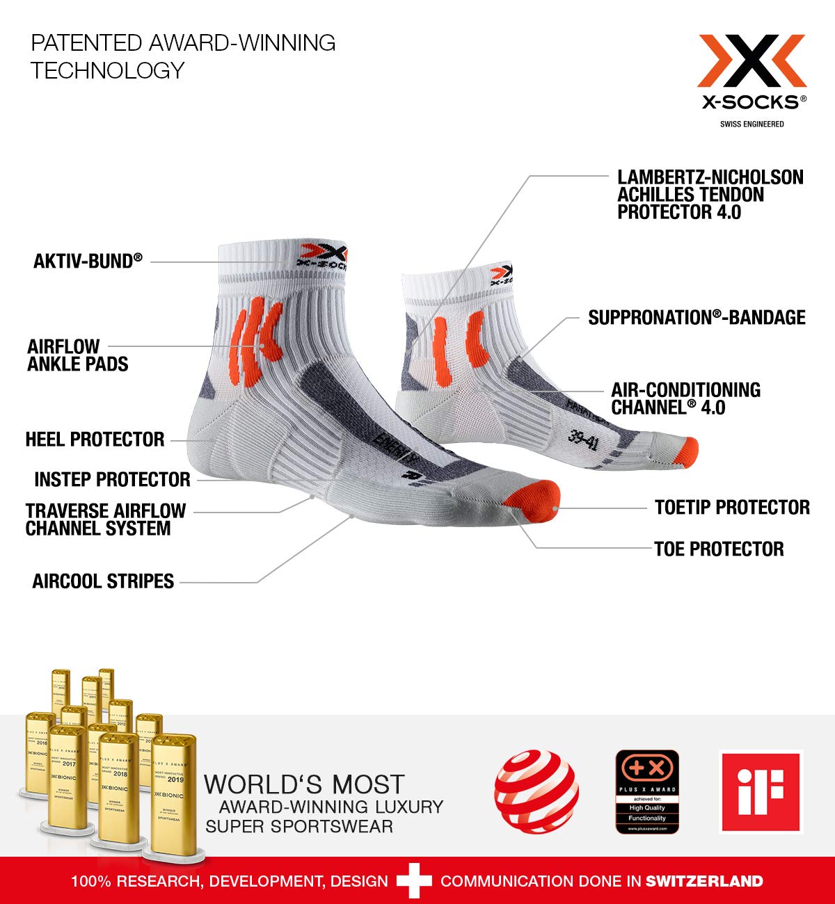 X-Socks Marathon Energy Calzini Running 42-44 stabili