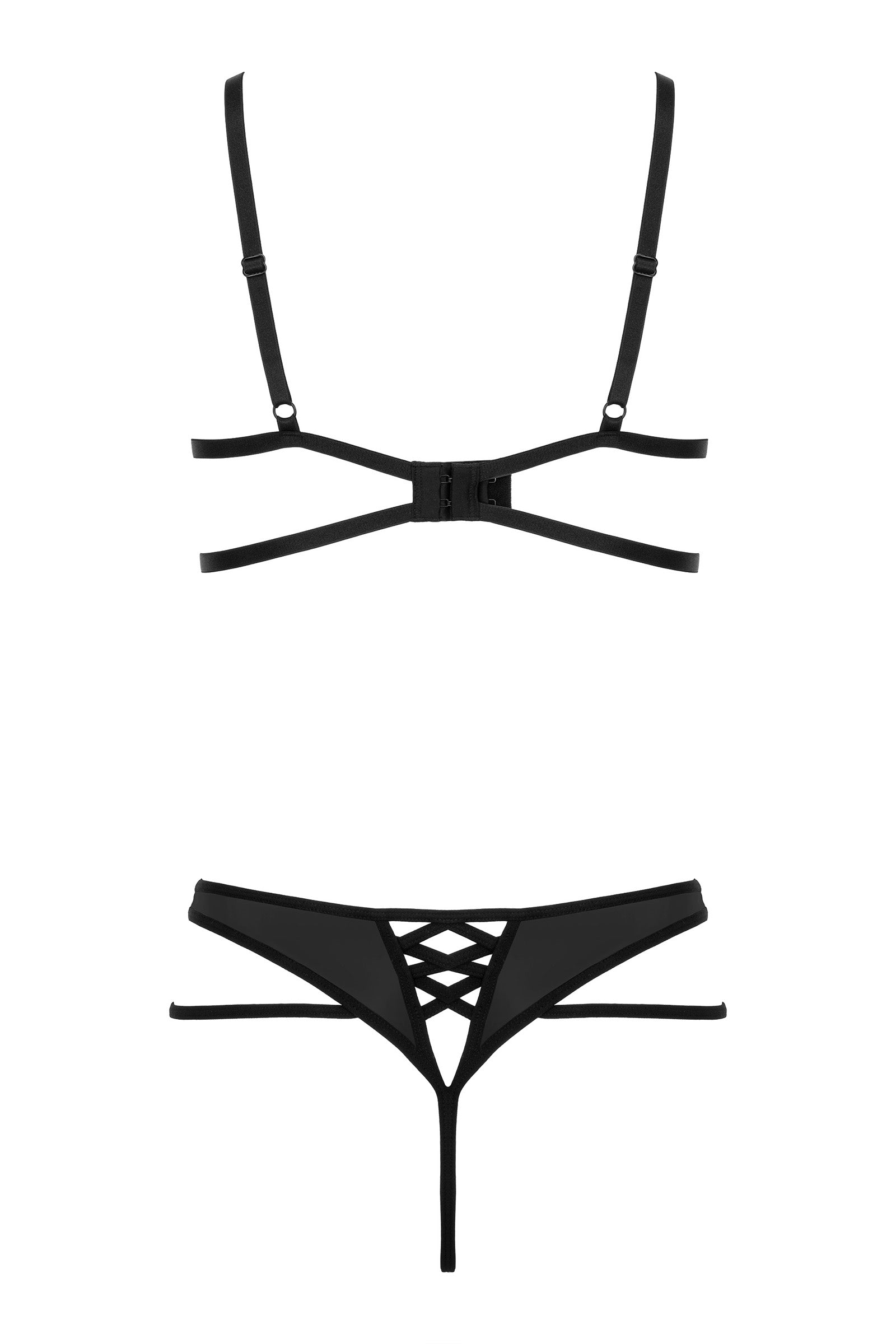 Kotek 2-teilige Sets completo intimo wetlook nero S/M 2 pezzi