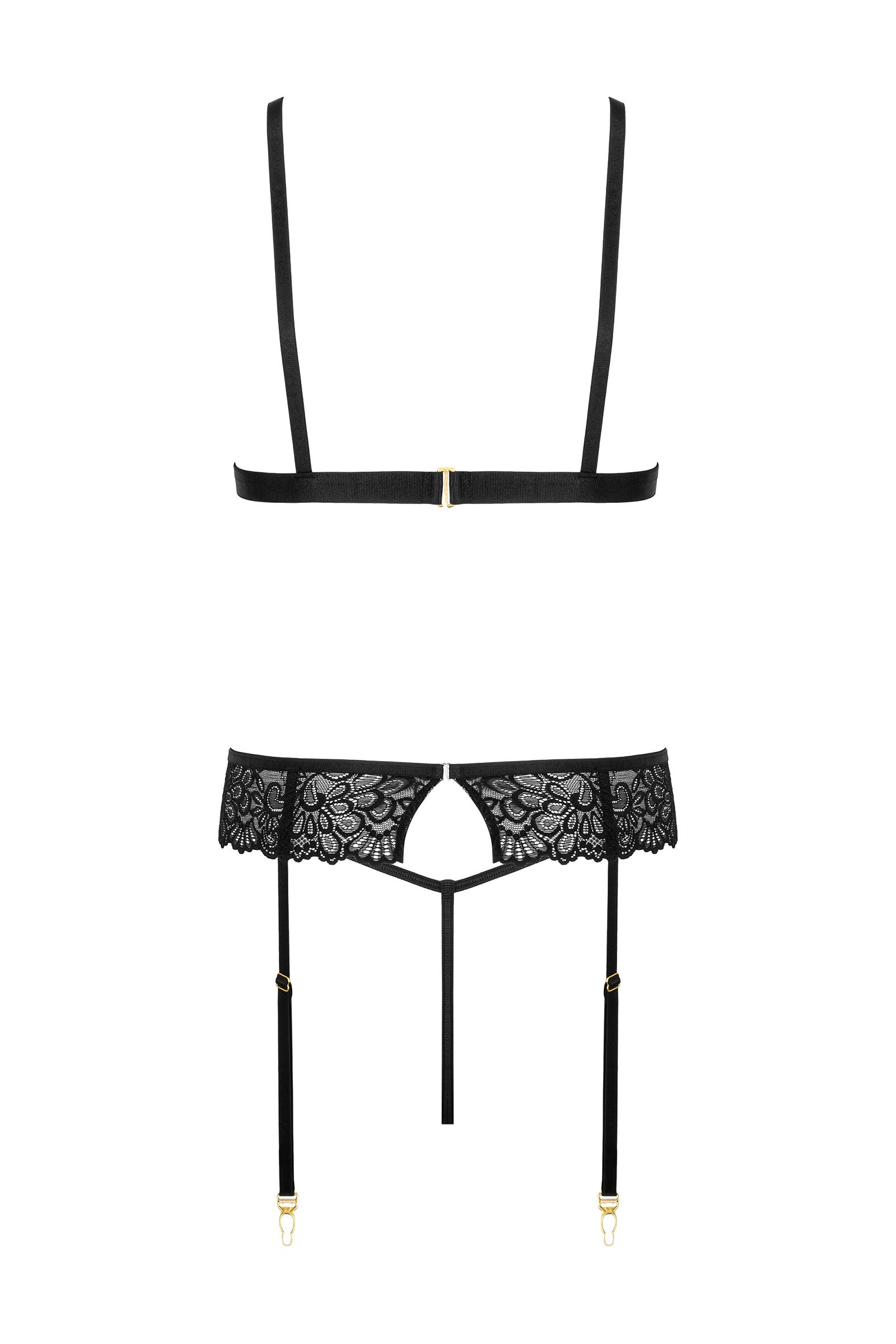 Kotek 3-teilige Sets THP108 set pizzo nero con reggicalze S/M