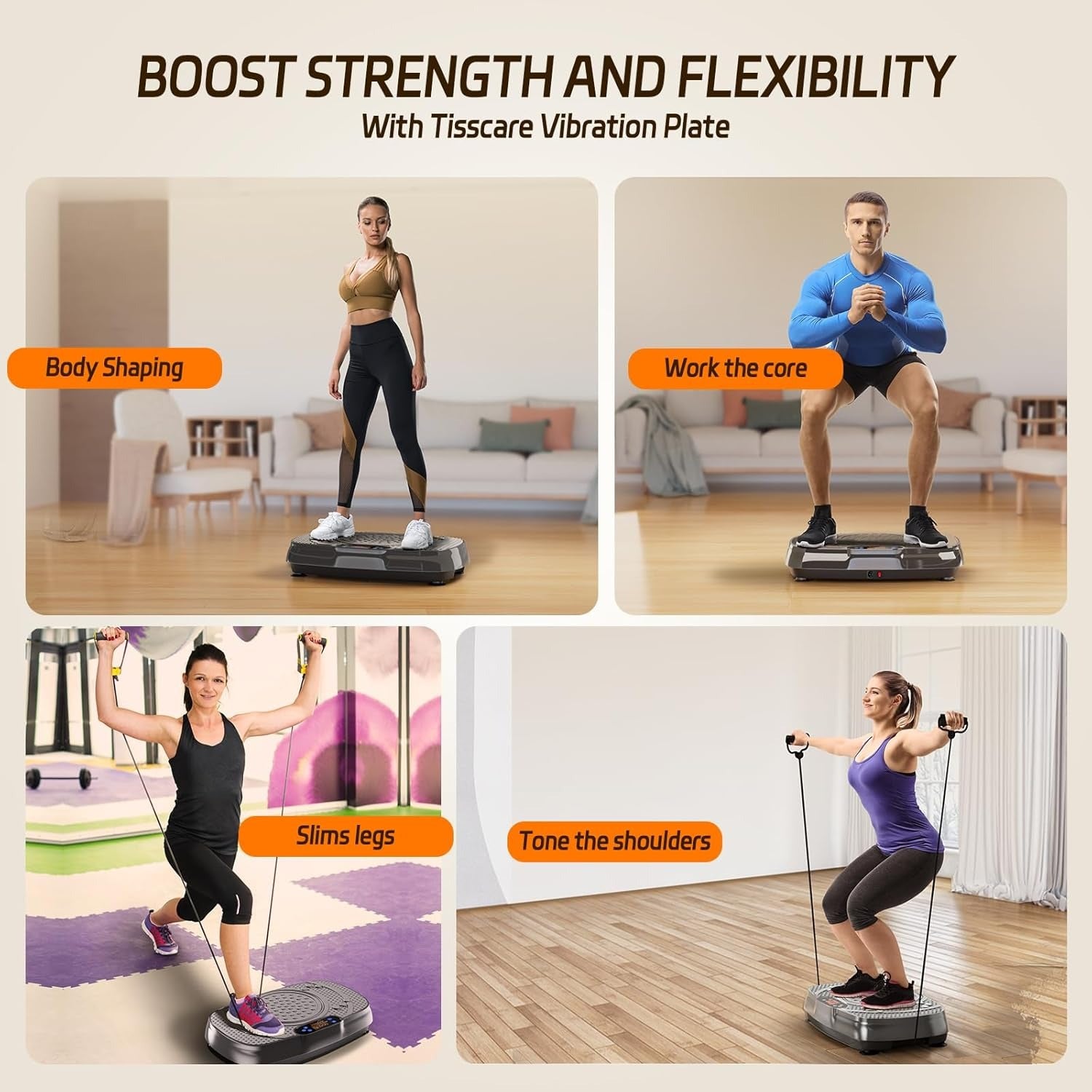 TISSCARE Vibration Plate pedana vibrante grigia fitness
