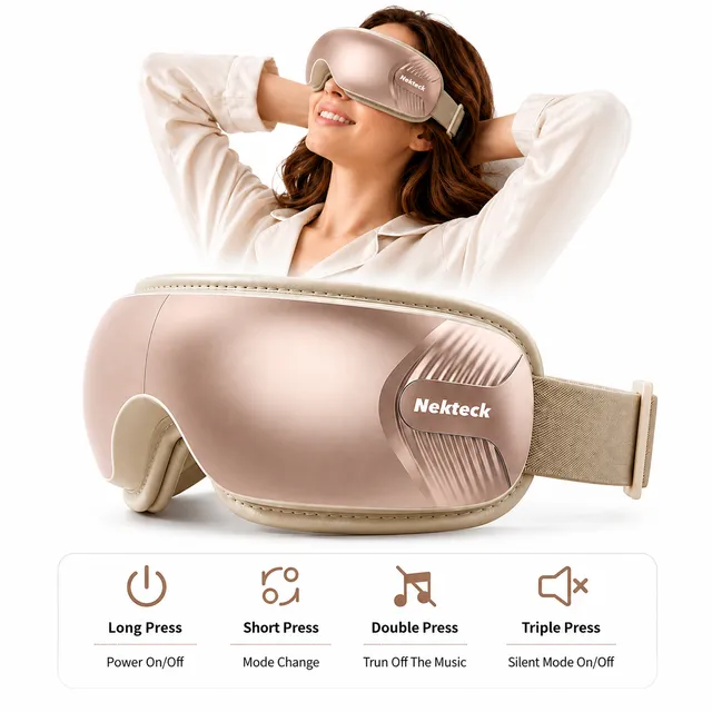 Nekteck Eye Massager maschera occhi bluetooth con calore
