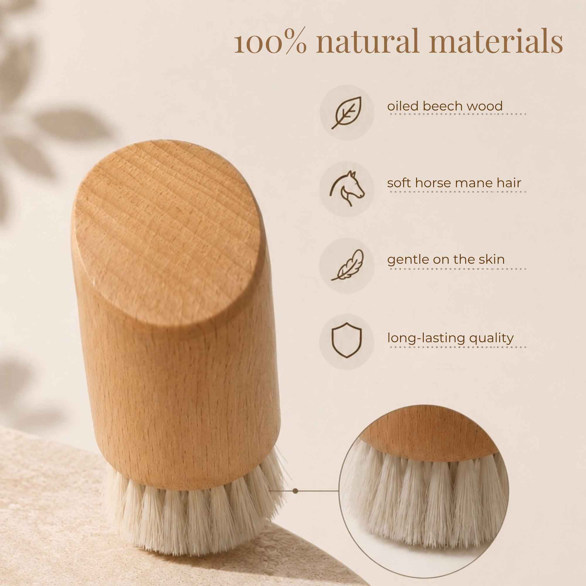 Tuuli Massaggiatori in legno Spazzola viso peeling crine