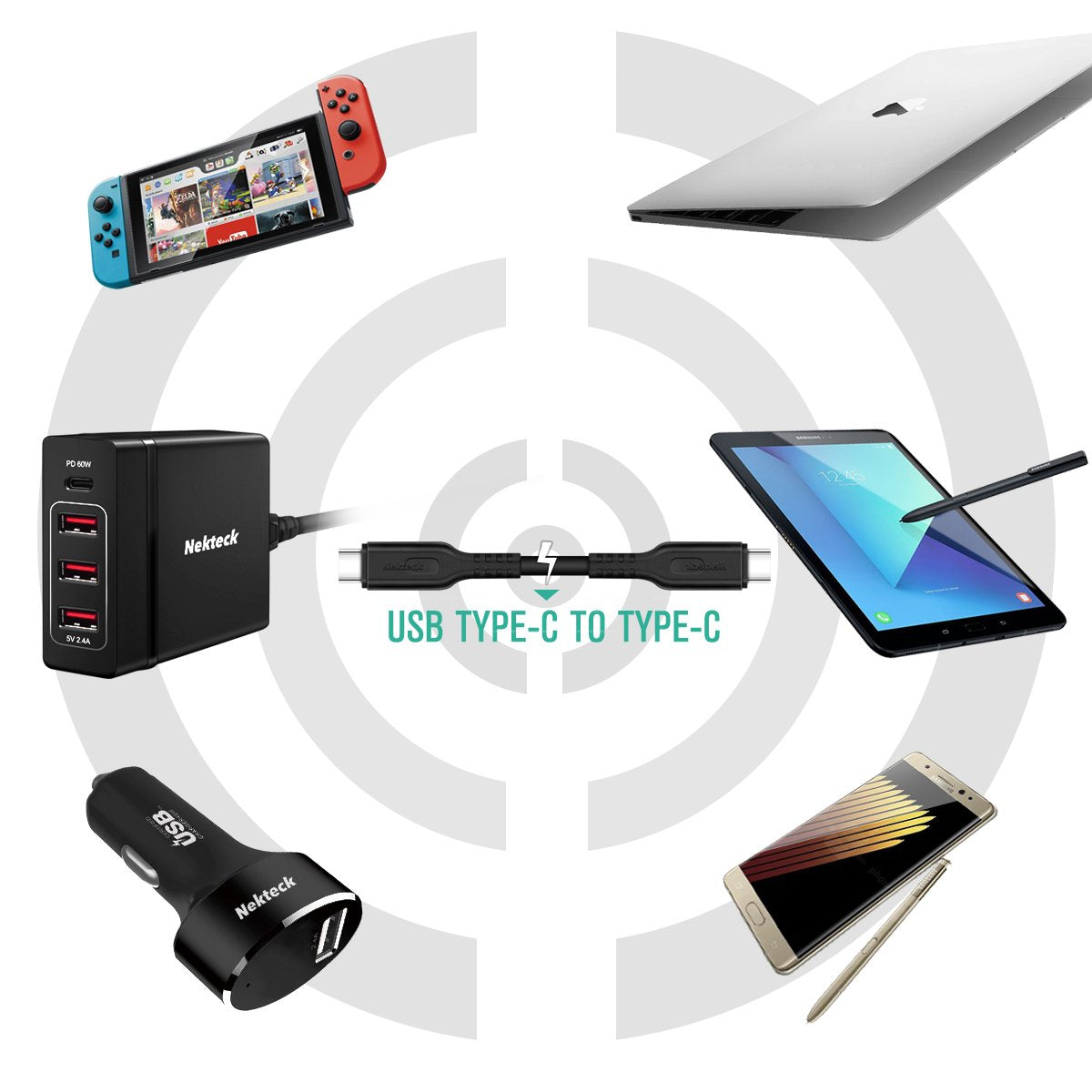Nekteck Cavo USB C 100W 2m 2 Pezzi Ricarica