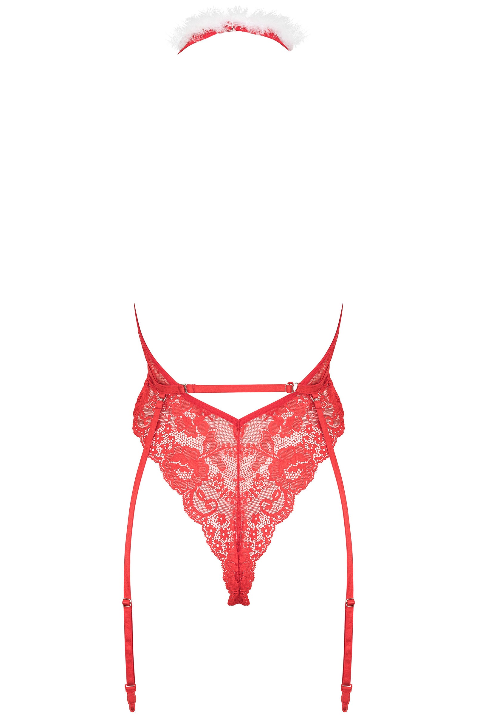 Kotek Bodys Body Rosso Pizzo Piume S/M