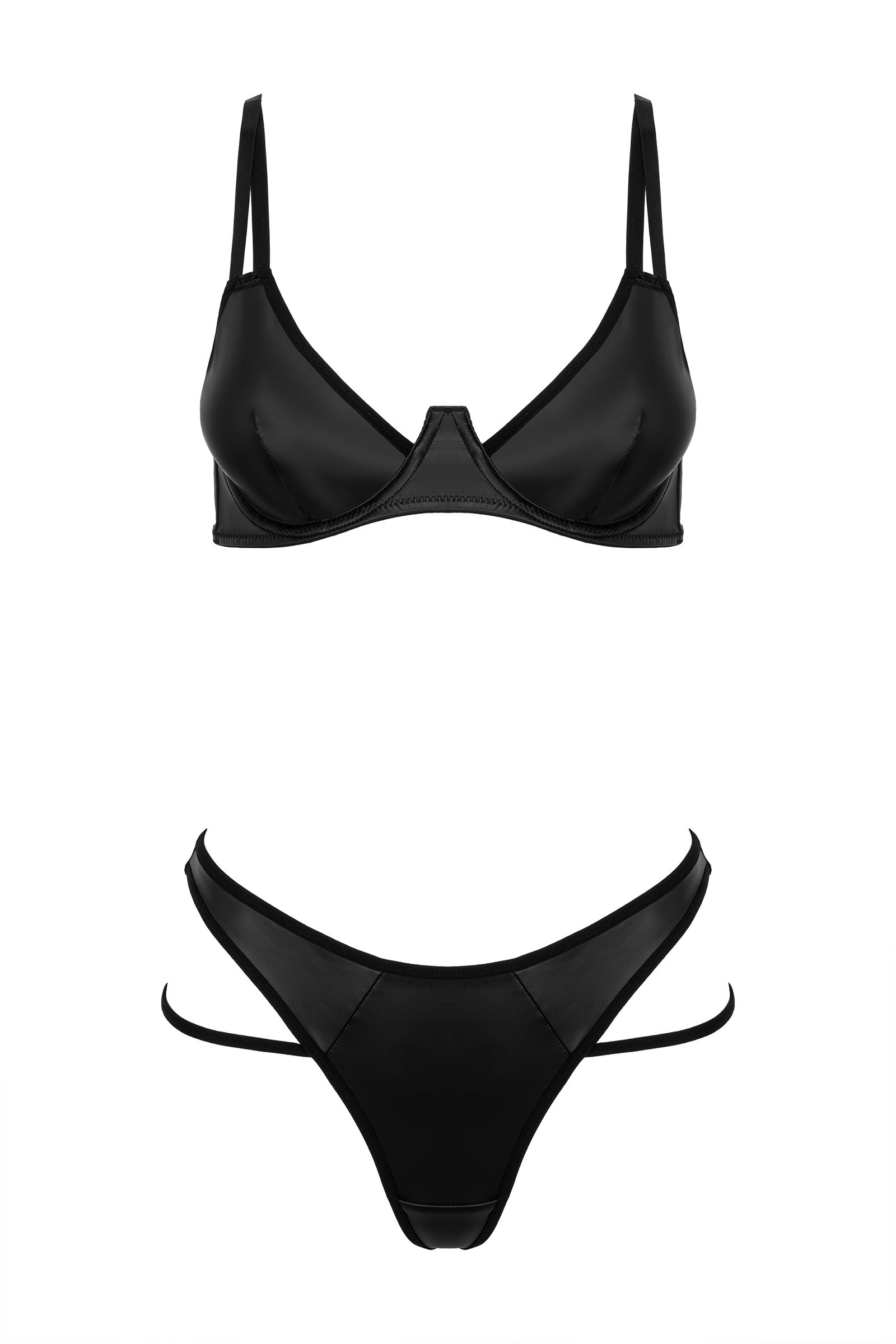 Kotek 2-teilige Sets completo intimo wetlook nero S/M 2 pezzi