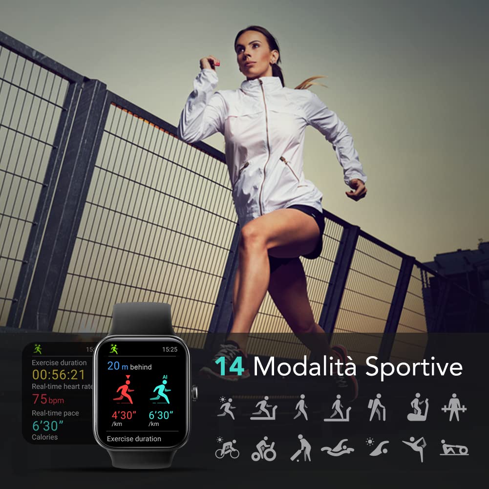 SKG V7 smartwatch orologio intelligente nero 1,7"