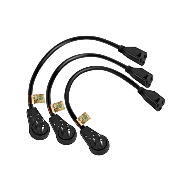 Nekteck Accessories Prolunga Spina Piatta Girevole 360° da 3 Pezzi