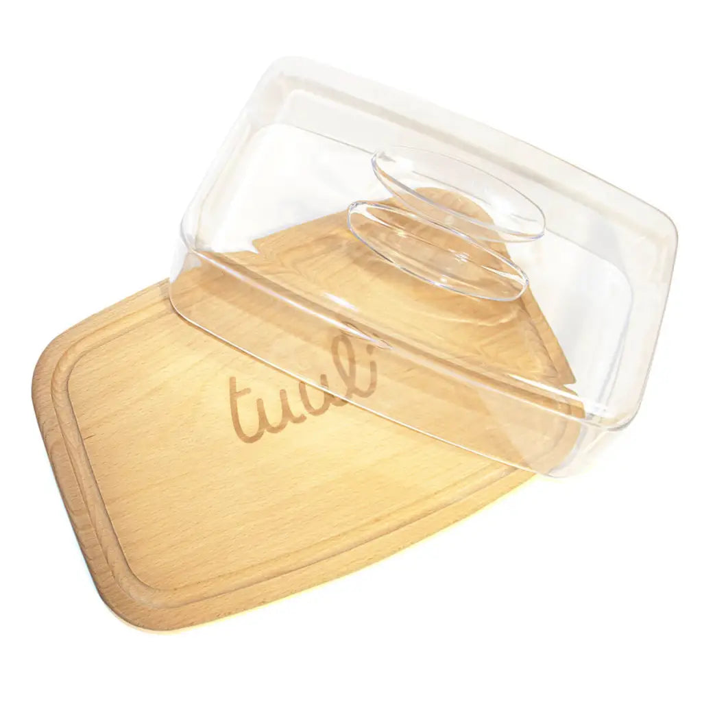 Tuuli Taglieri in legno Tagliere Faggio con Coperchio Inciso 28x18 cm