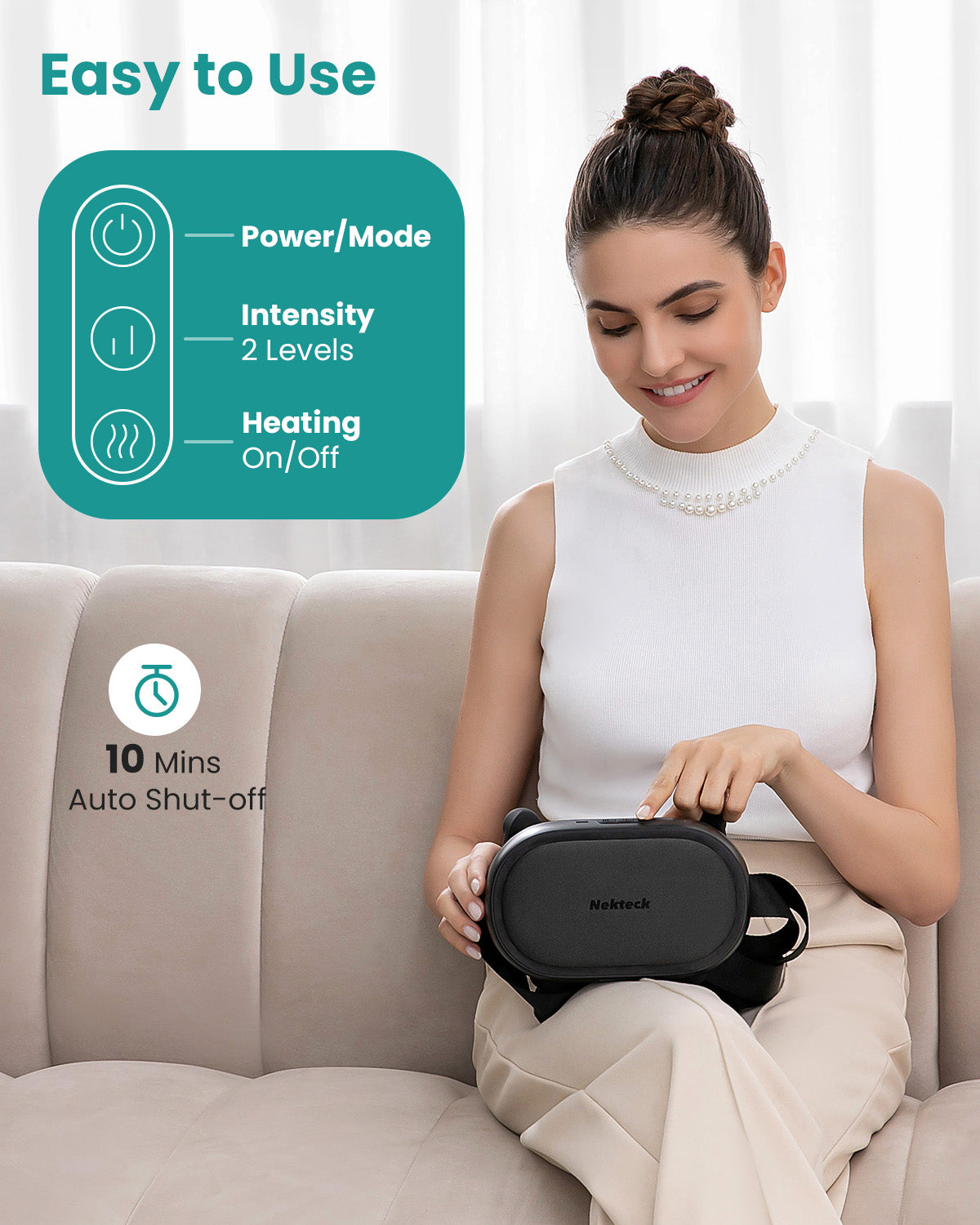 Nekteck Neck & Back Massager cuscino massaggiante shiatsu 6D con calore