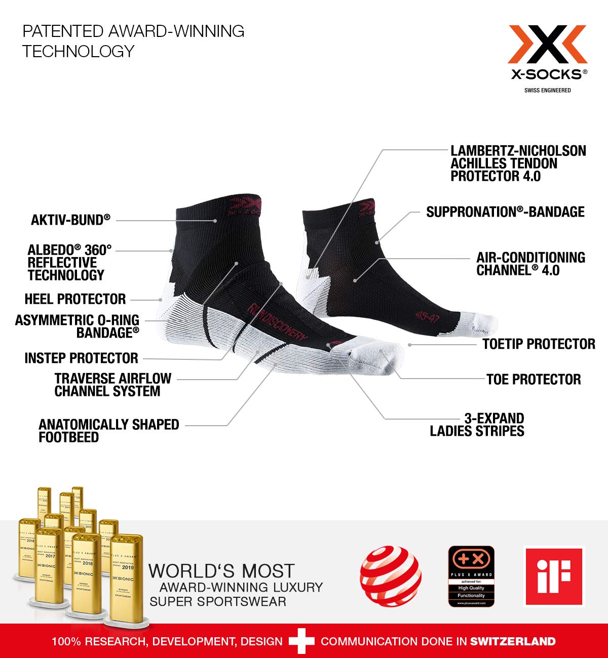 X-Socks Run Discovery Calzini Corsa Opal Black 35-38
