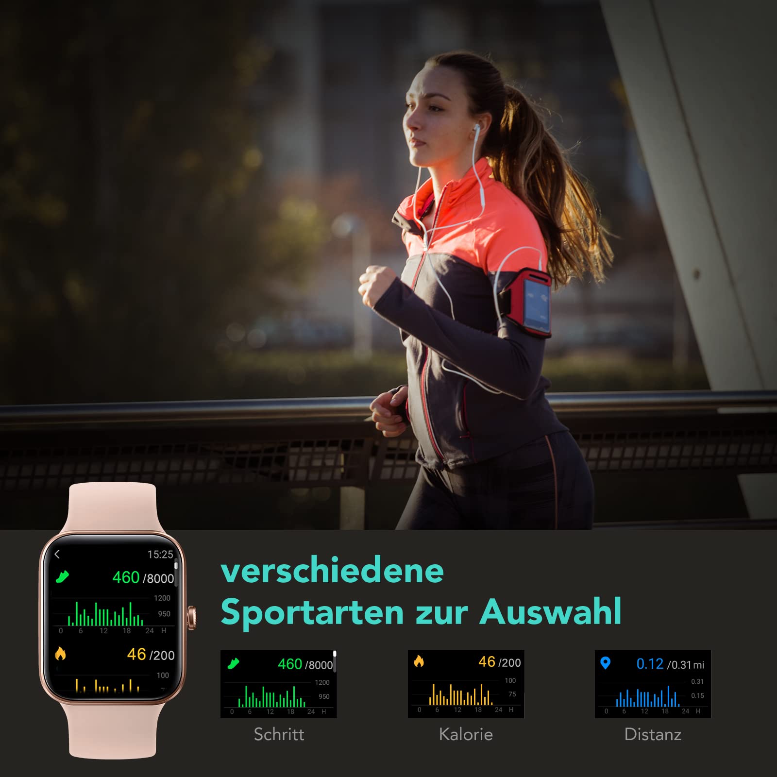 SKG V7 smartwatch orologio fitness nero 1,7"