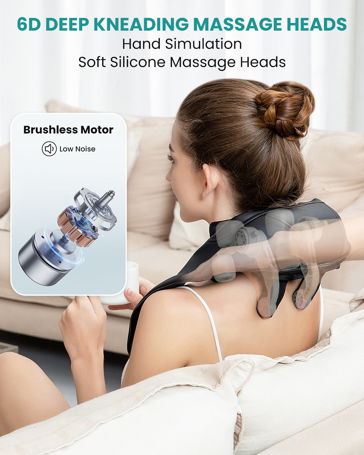 Nekteck Neck & Back Massager Cordless 6D Shiatsu Collo Schiena