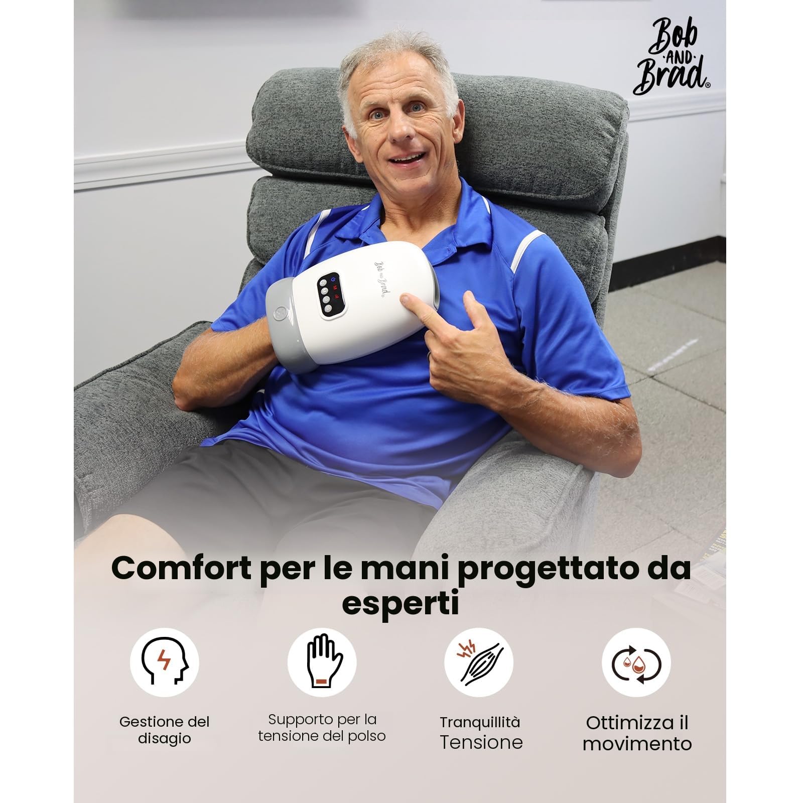 Bob and Brad H60 Massaggiatore Mani Calore e Compressione Ricaricabile