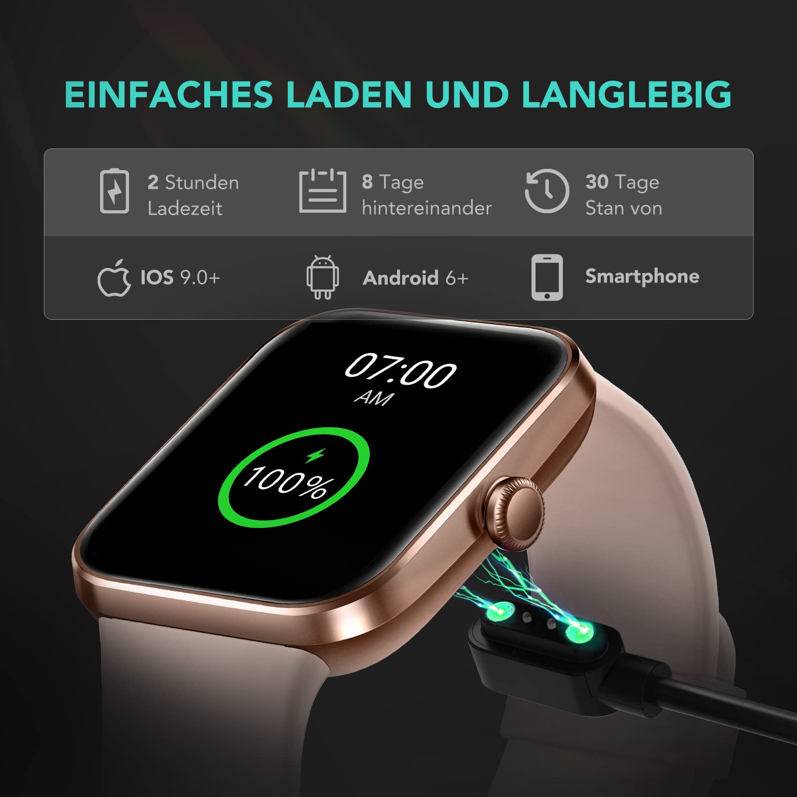 SKG V7 smartwatch orologio fitness nero 1,7"
