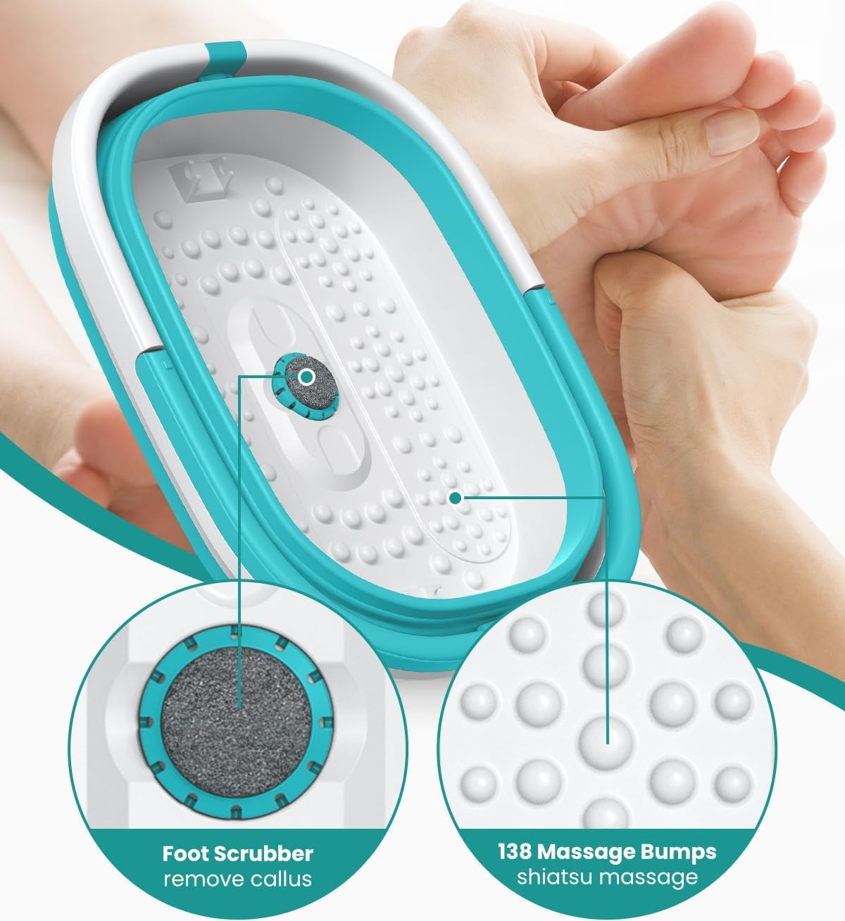 Nekteck Foot Massager Bacinella Pediluvio Pieghevole Verde Singola