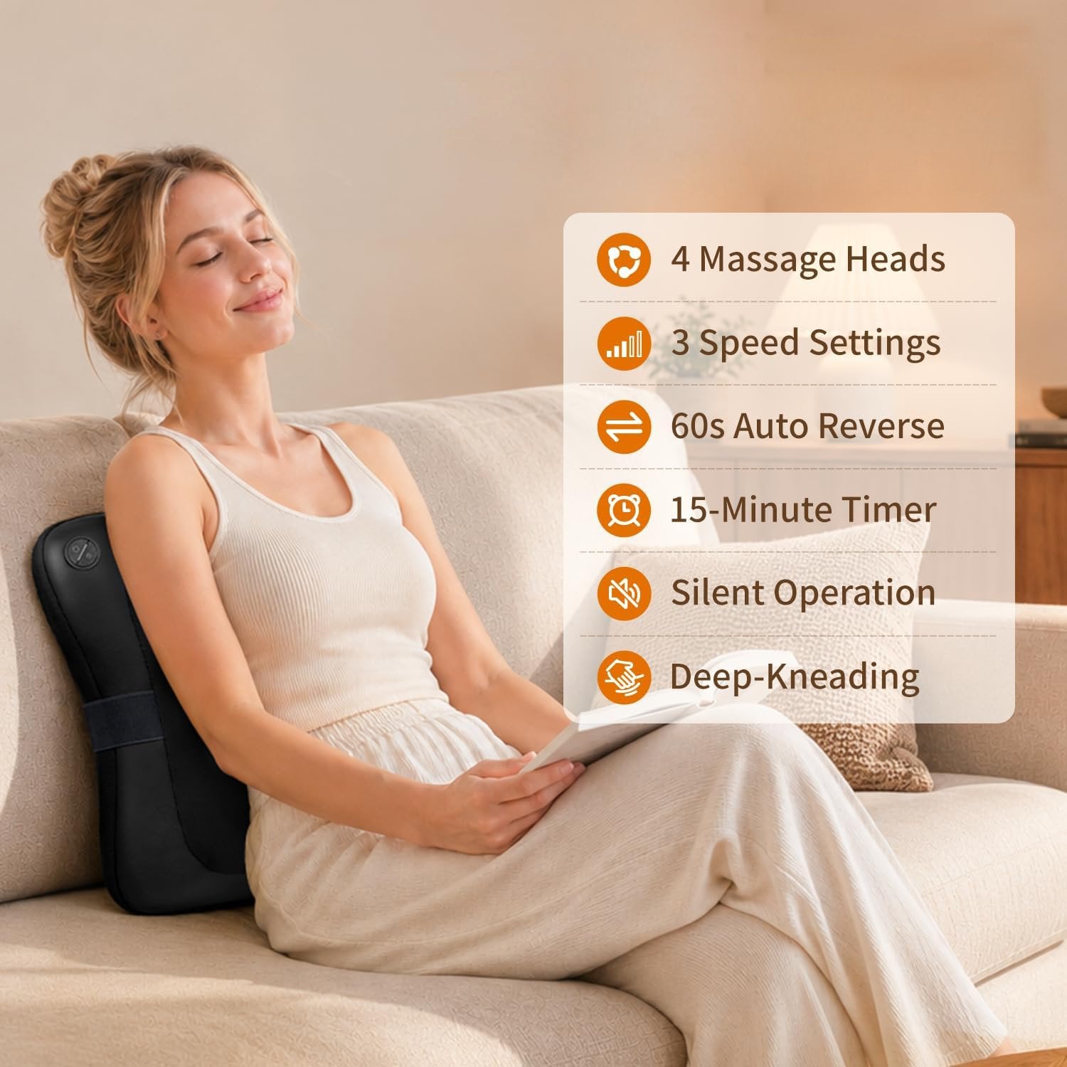 Nekteck Neck & Back Massager Cuscino Ricaricabile con Calore
