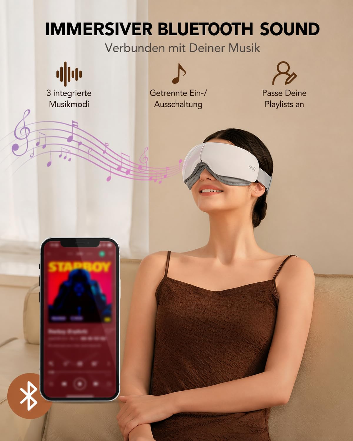 SKG Eye Massager massaggiatore occhi Bluetooth calore