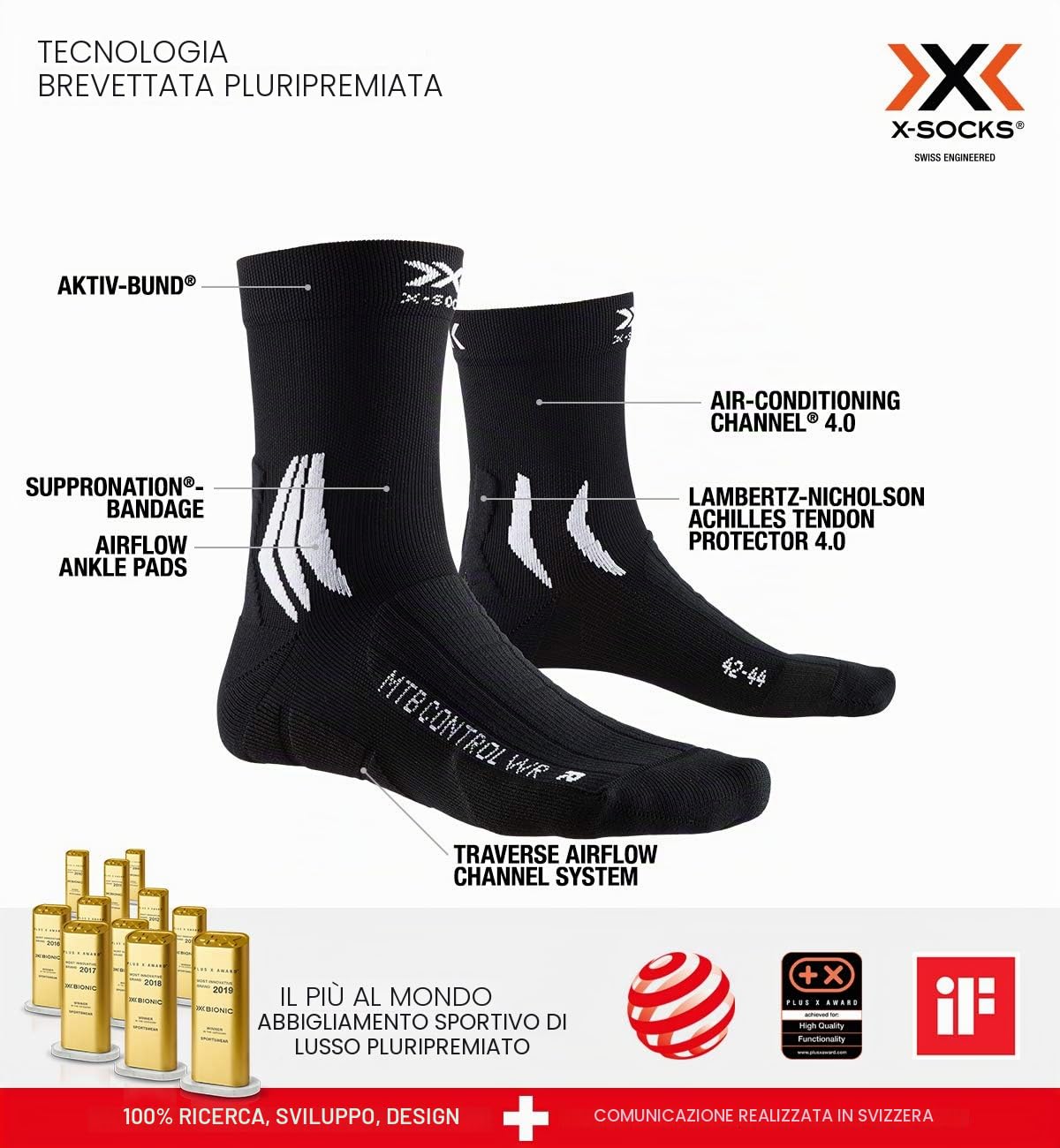 X-SOCKS Bike MTB Control WR 4.0 calzini 42-44 bianco idrorepellenti