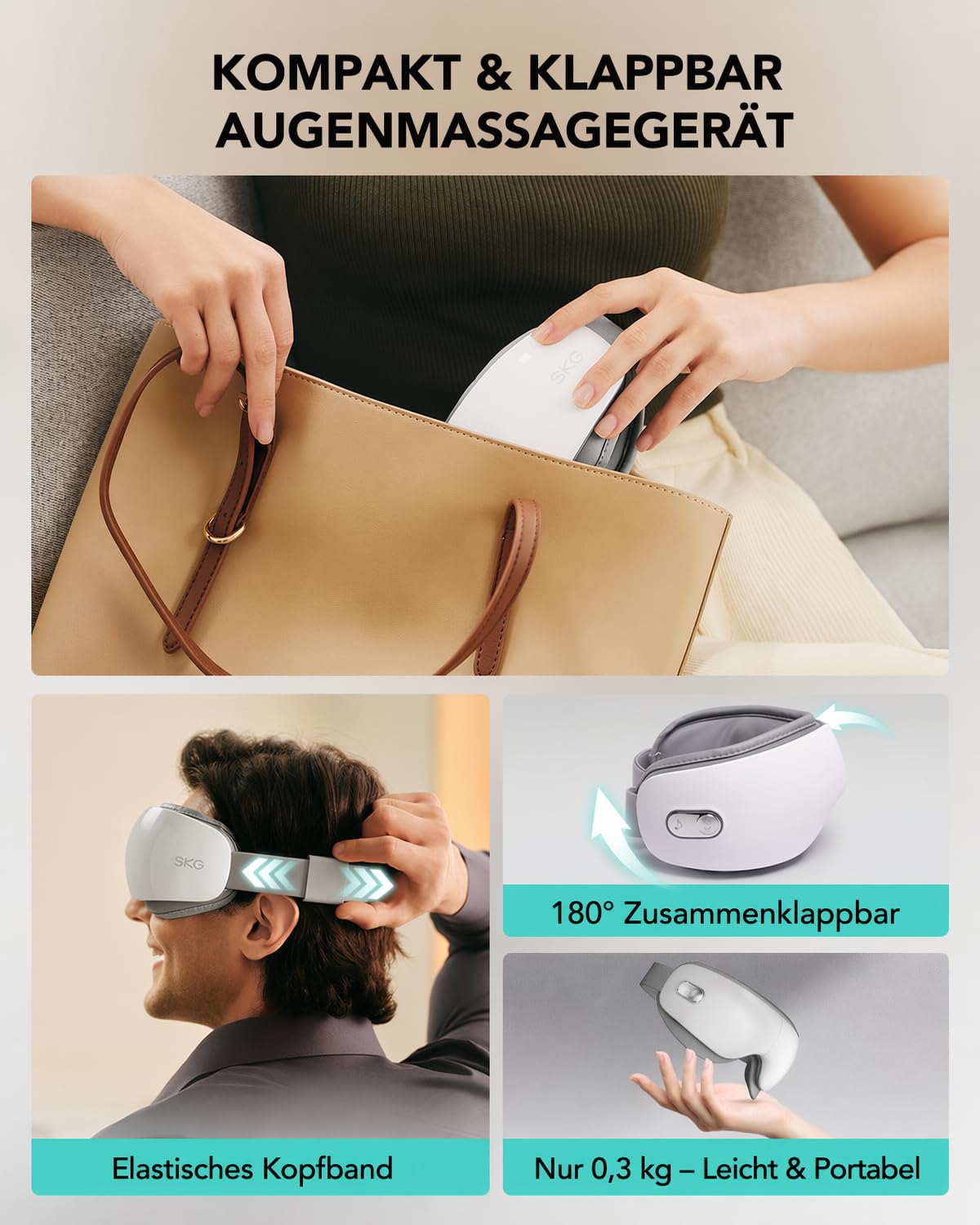SKG Eye Massager massaggiatore occhi Bluetooth calore