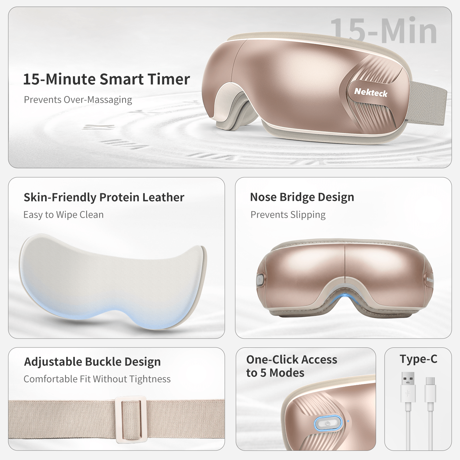 Nekteck Eye Massager Massaggiatore Occhi White Calore