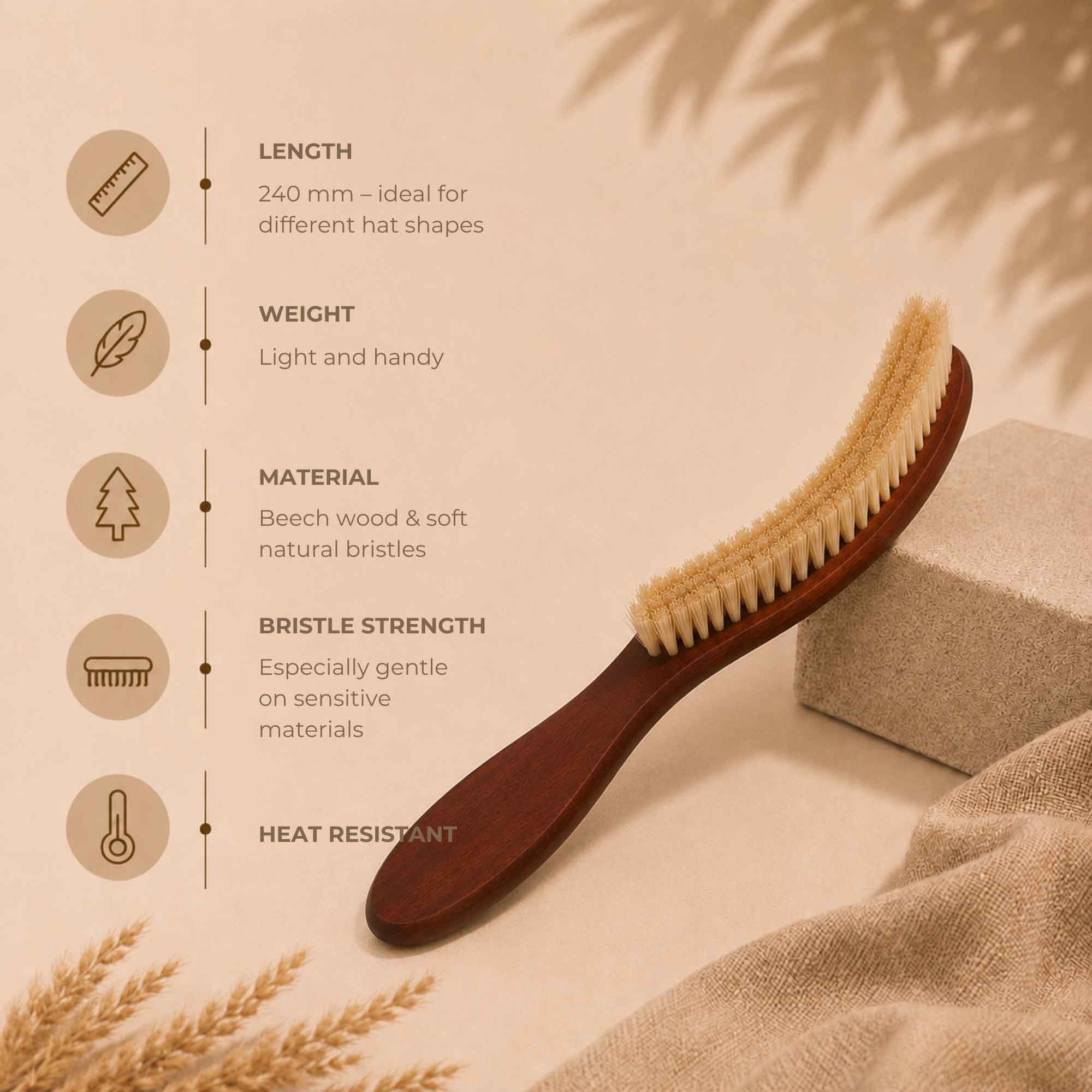 Tuuli Accessori casa Spazzola vestiti 24 cm legno di pero